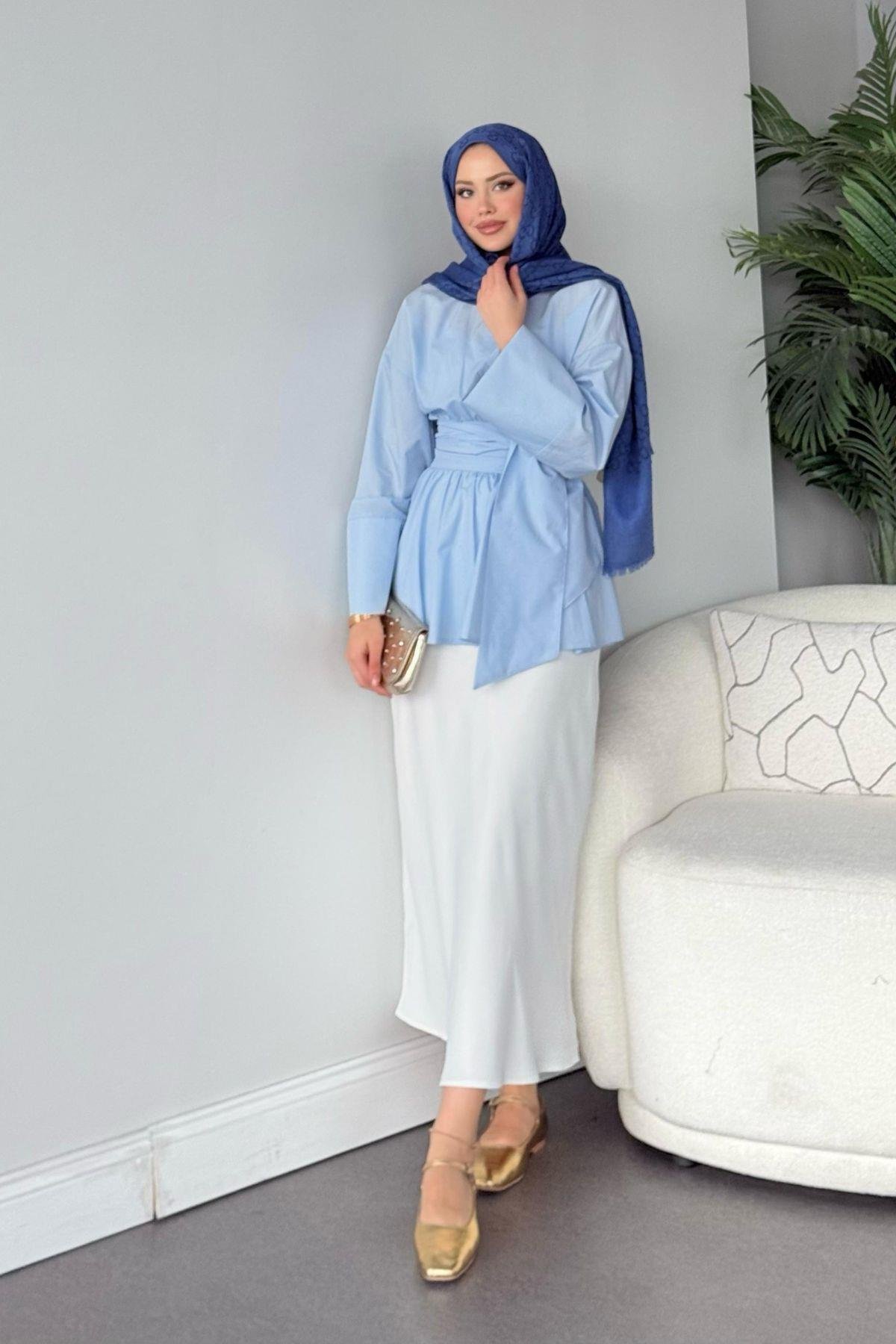 Olden Bağlamlı Gömlek Bebe Mavi, Fiyatları Olden Bağlamlı Gömlek Bebe Mavi - Haza Moda 