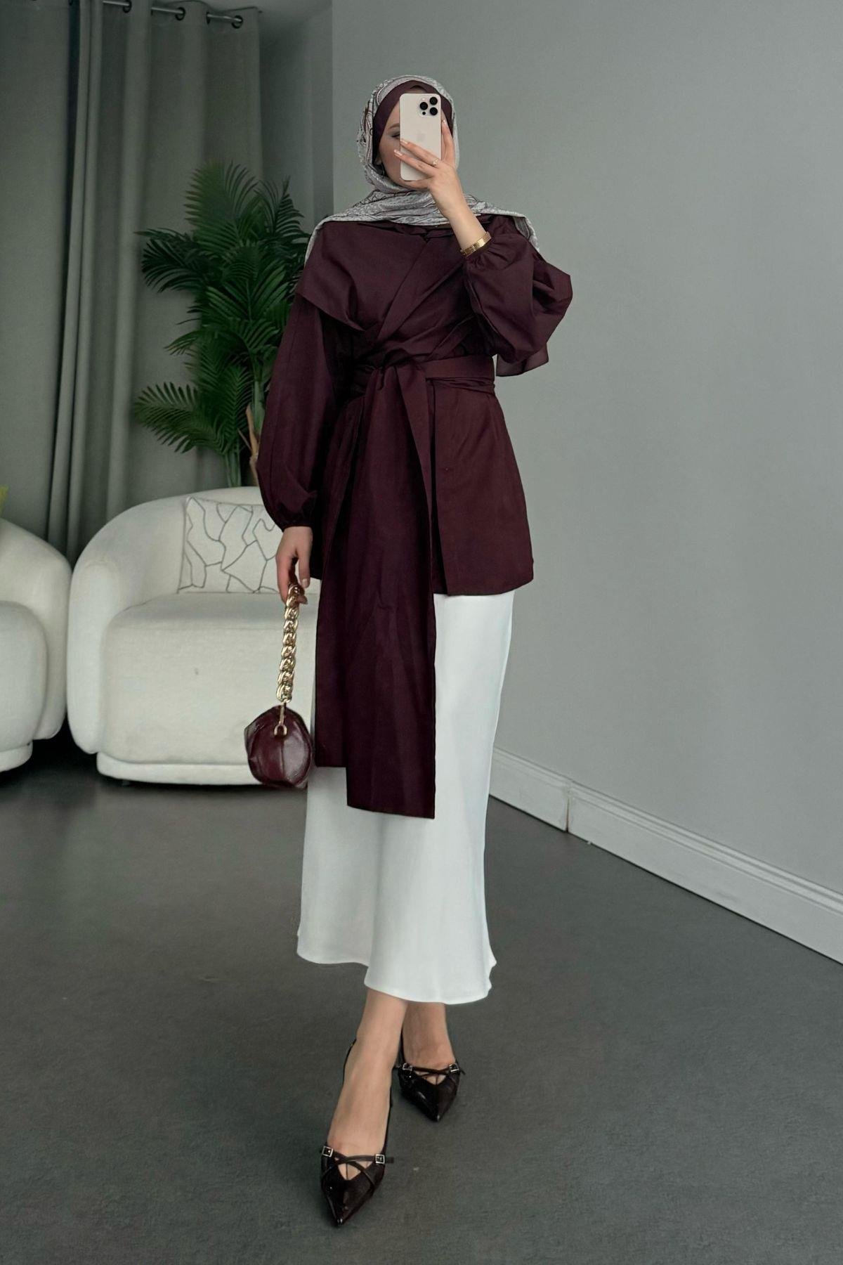 Oliva Bağlamalı Gömlek Mürdüm, Fiyatları 