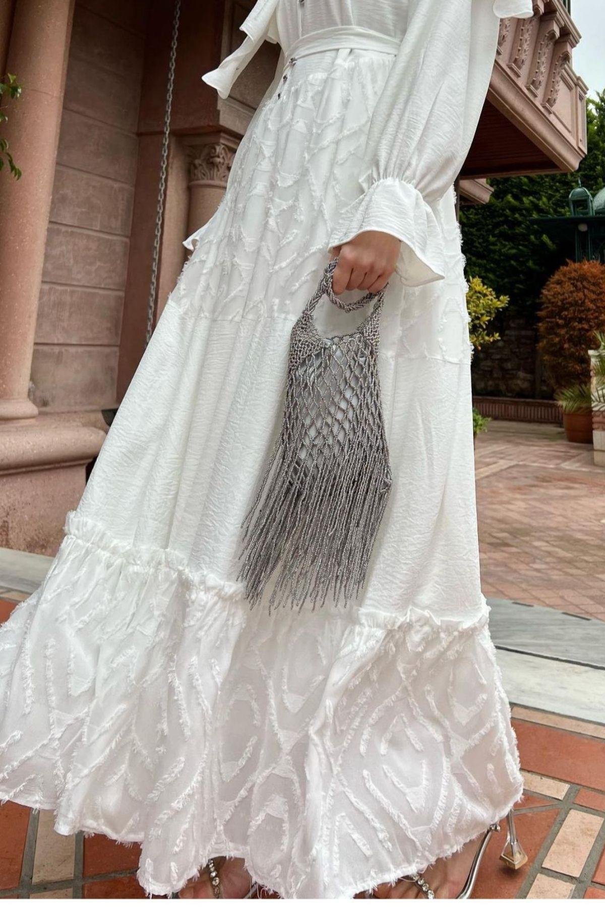 Olive Elbise Beyaz, Fiyatları Olive Elbise Beyaz – Haza Moda | Tesettür Giyim