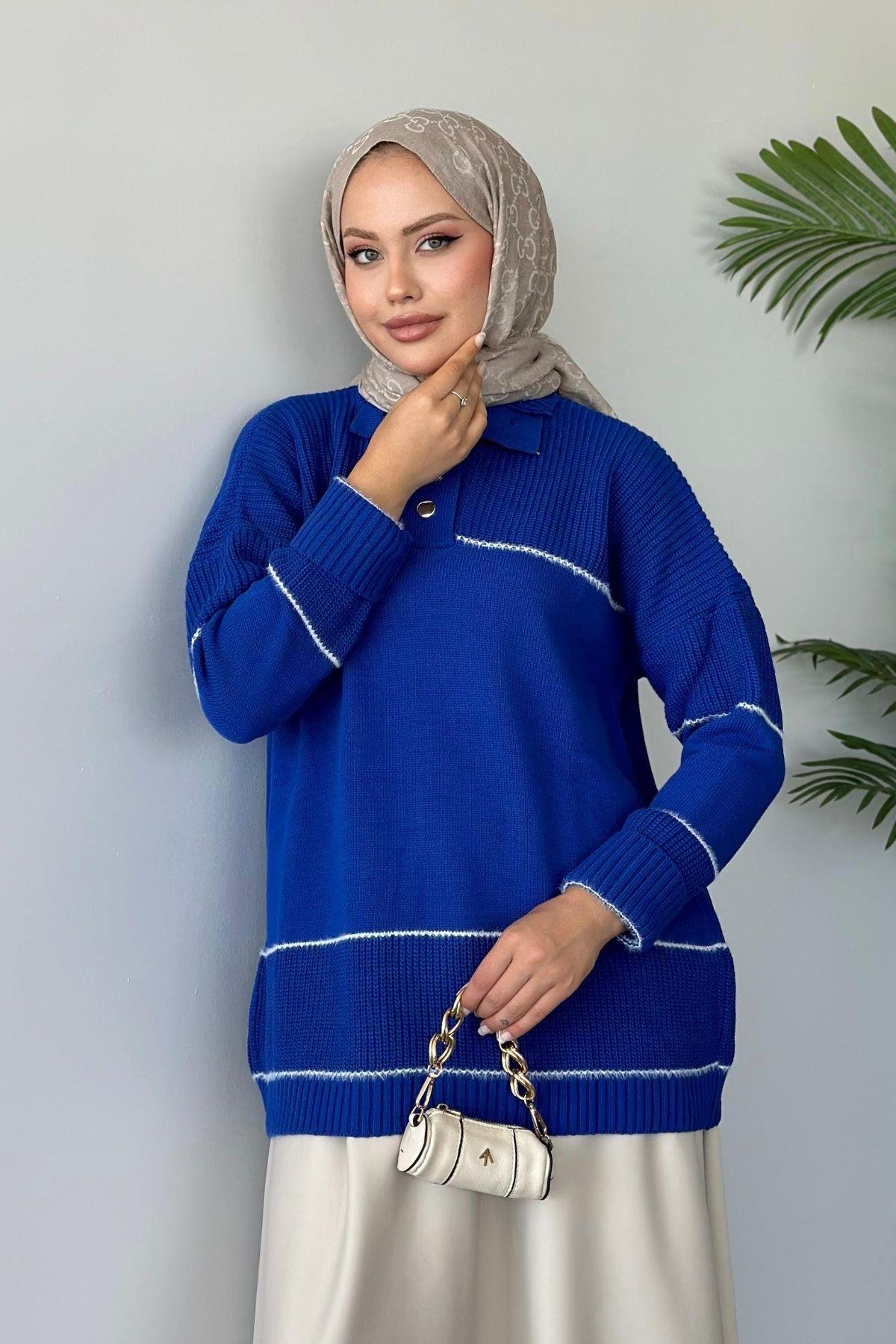 Önden Düğmeli Örme Triko Tunik Saks, Fiyatları 