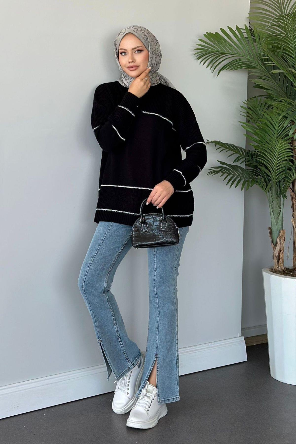 Önden Düğmeli Örme Triko Tunik Siyah, Fiyatları 