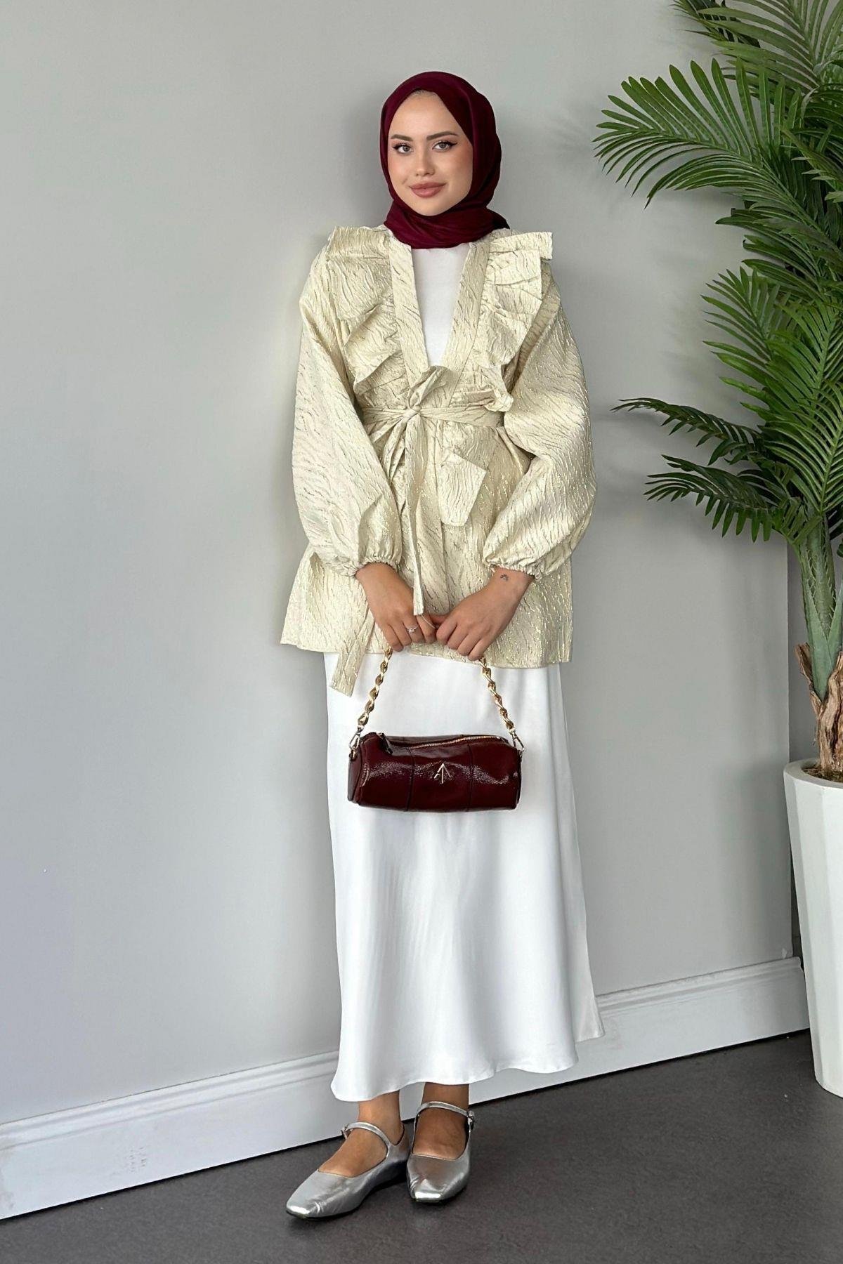 Önü Fırfırlı Kimono Gold, Fiyatları 