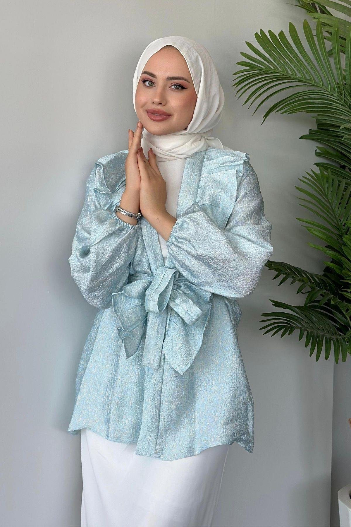 Önü Fırfırlı Kimono Mavi, Fiyatları 