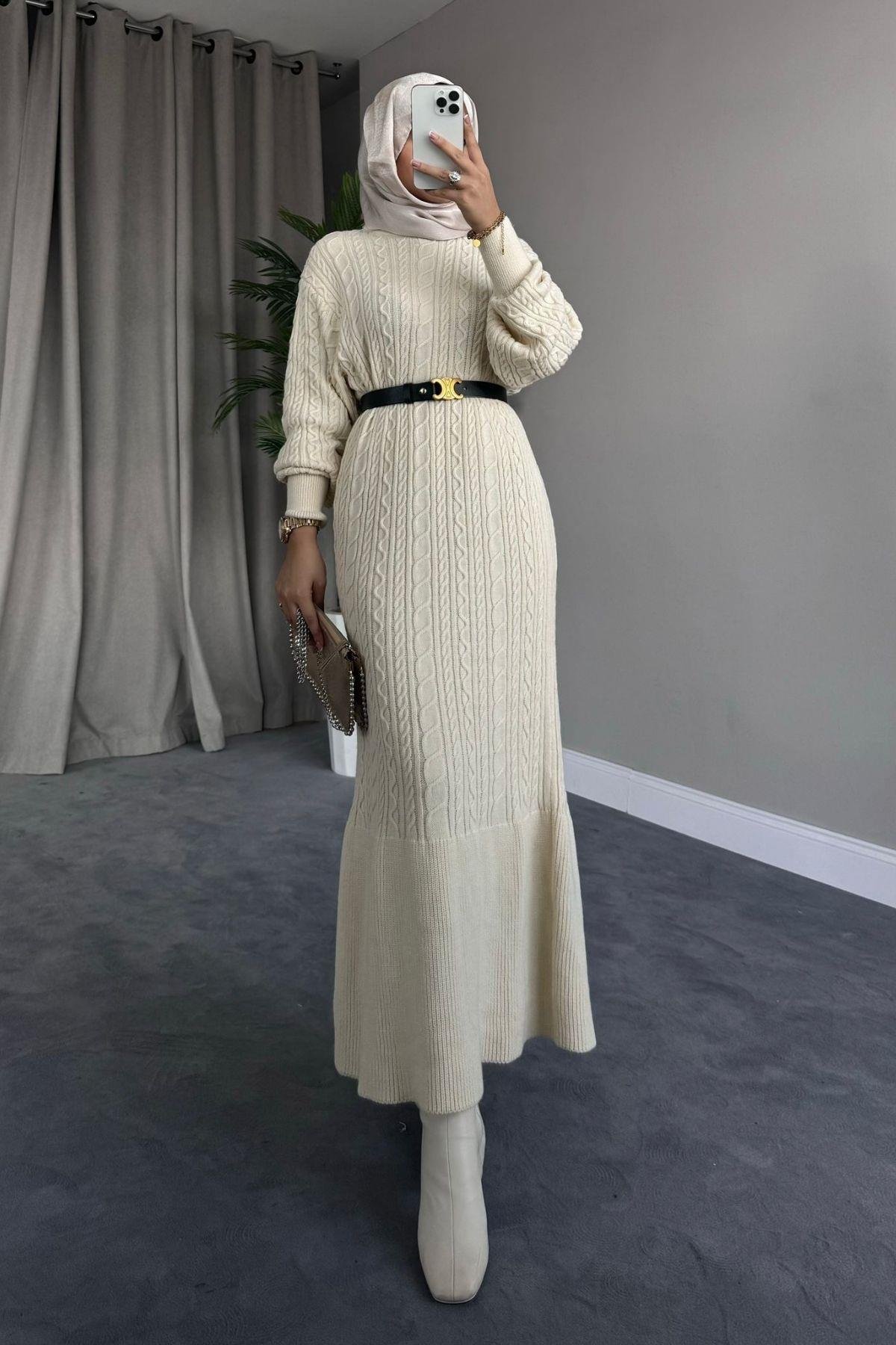 Örgü Triko Elbise Ekru, Fiyatları 