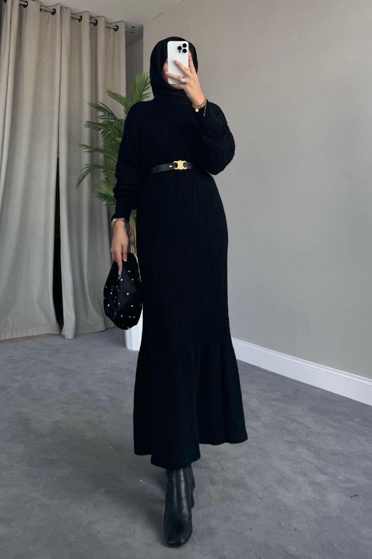 Örgü Triko Elbise Siyah, Fiyatları 