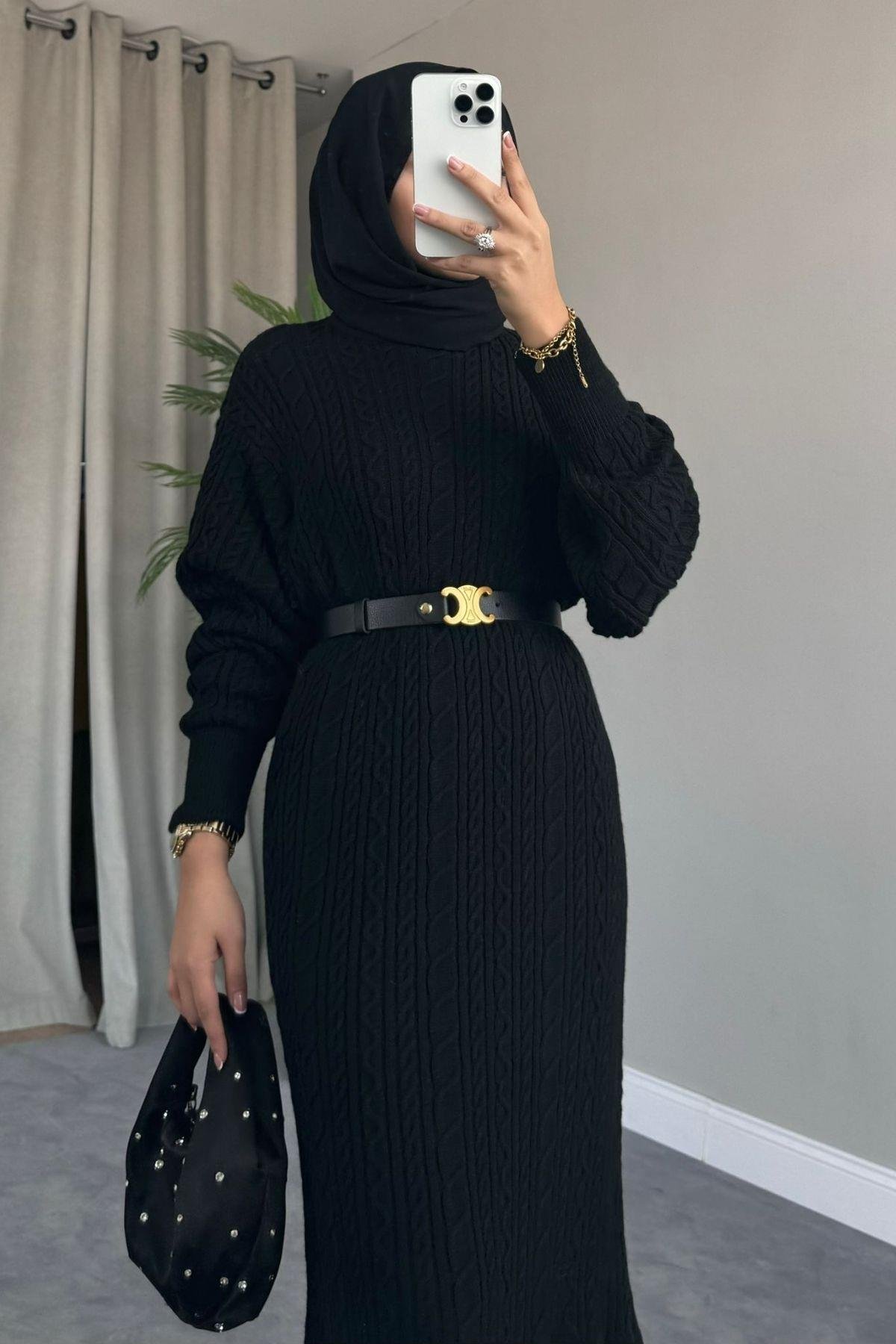 Örgü Triko Elbise Siyah, Fiyatları 