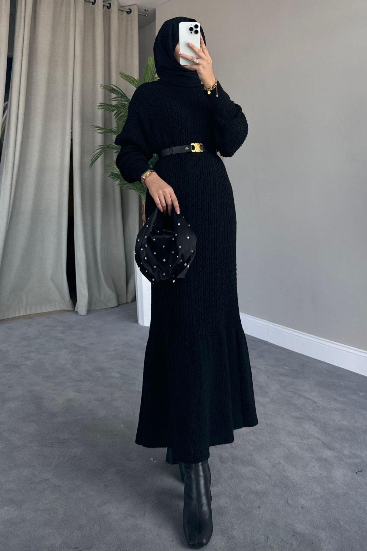 Örgü Triko Elbise Siyah, Fiyatları 