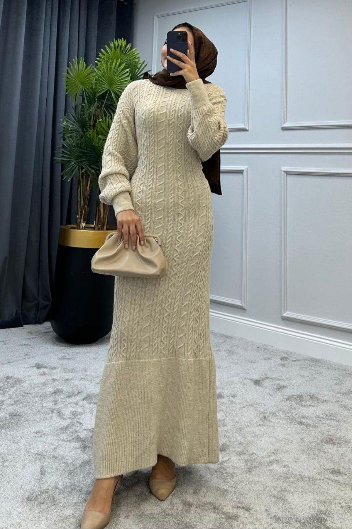 Örgü Triko Elbise Taş, Fiyatları Örgü Triko Elbise Taş – Haza Moda | Tesettür Giyim