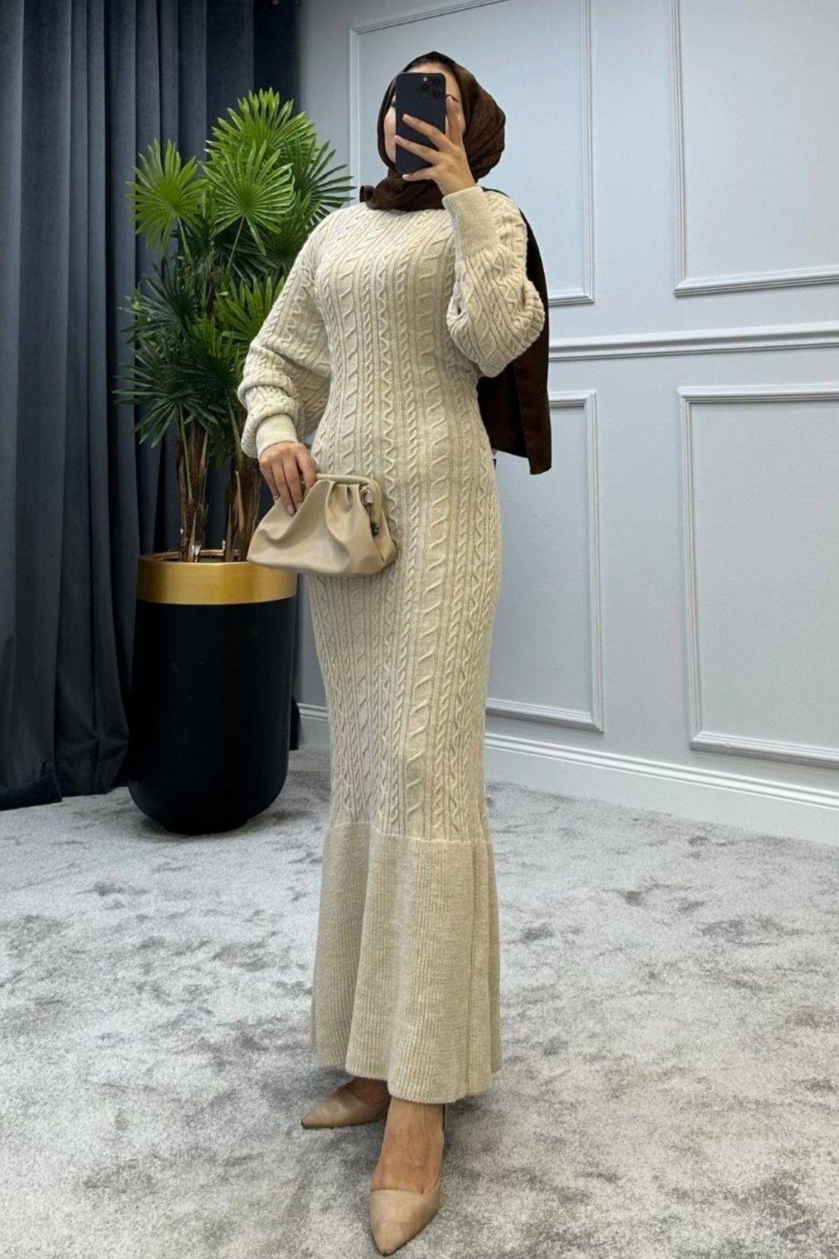 Örgü Triko Elbise Taş, Fiyatları Örgü Triko Elbise Taş – Haza Moda | Tesettür Giyim