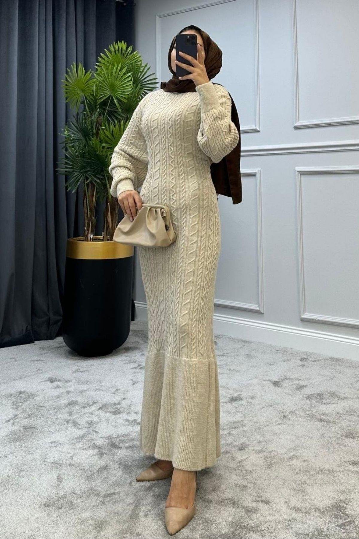 Örgü Triko Elbise Taş, Fiyatları Örgü Triko Elbise Taş – Haza Moda | Tesettür Giyim