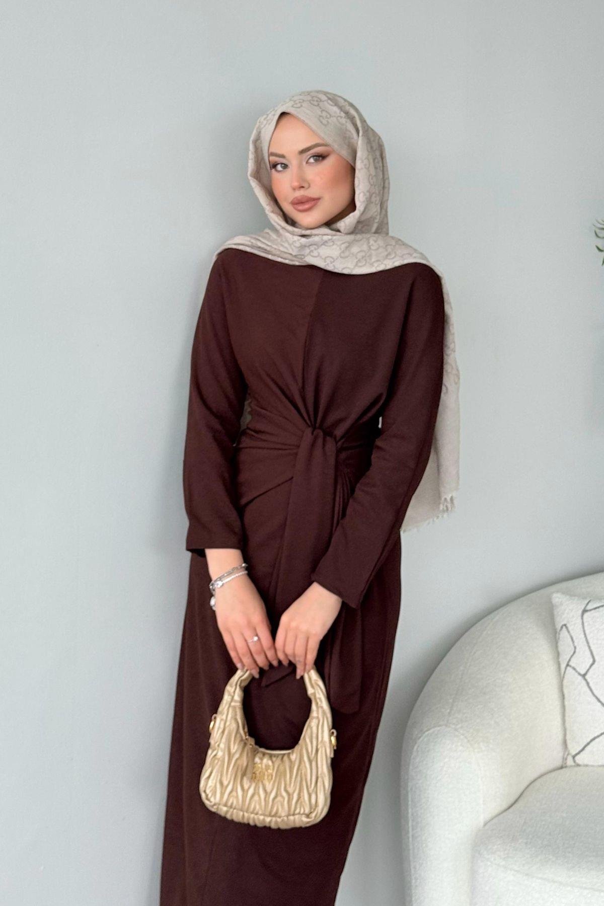 Orkide Elbise Acıkahve, Fiyatları Haza Moda | Tesettür Giyim | Orkide Elbise Acıkahve