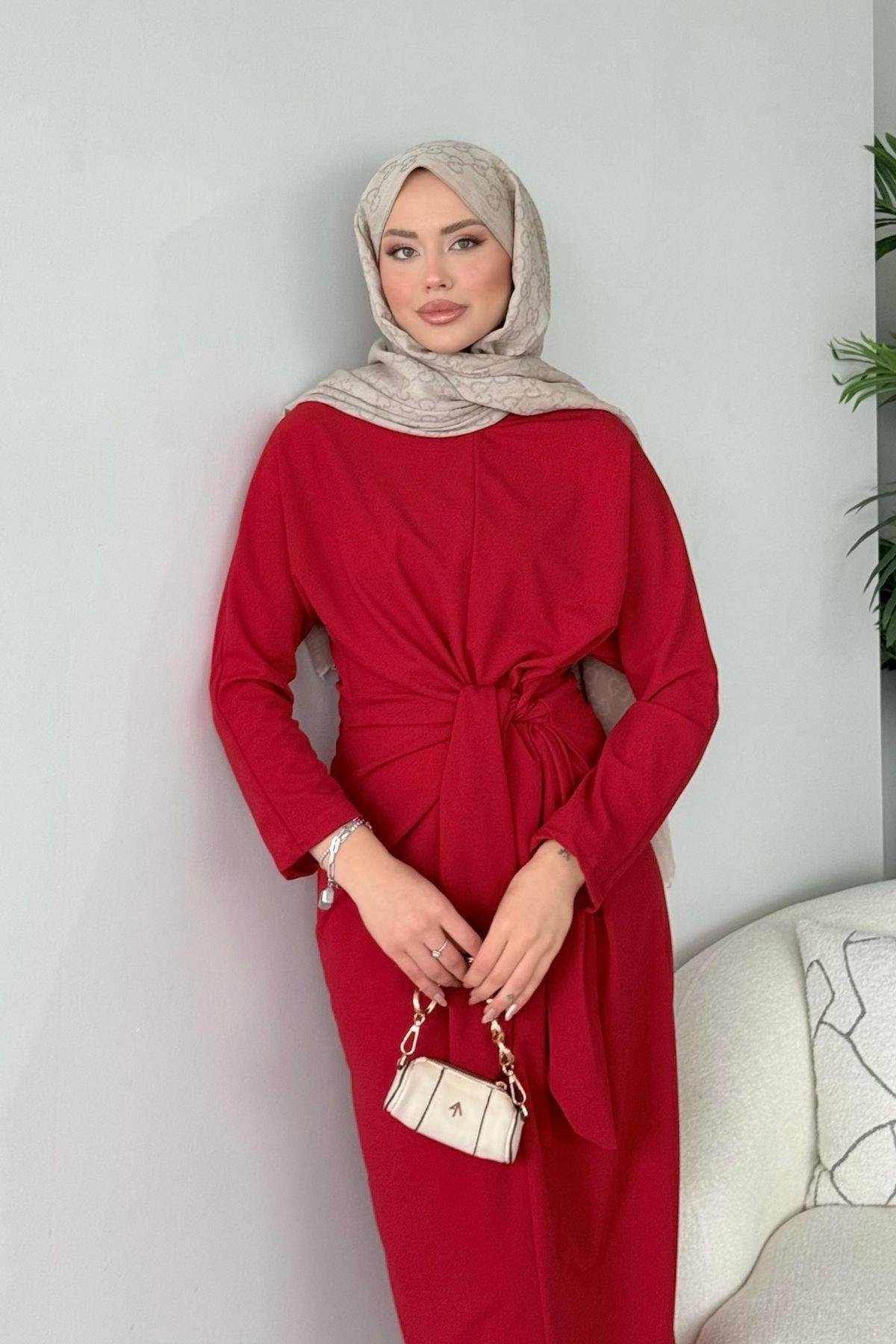 Orkide Elbise Kırmızı, Fiyatları Haza Moda | Tesettür Giyim | Orkide Elbise Kırmızı