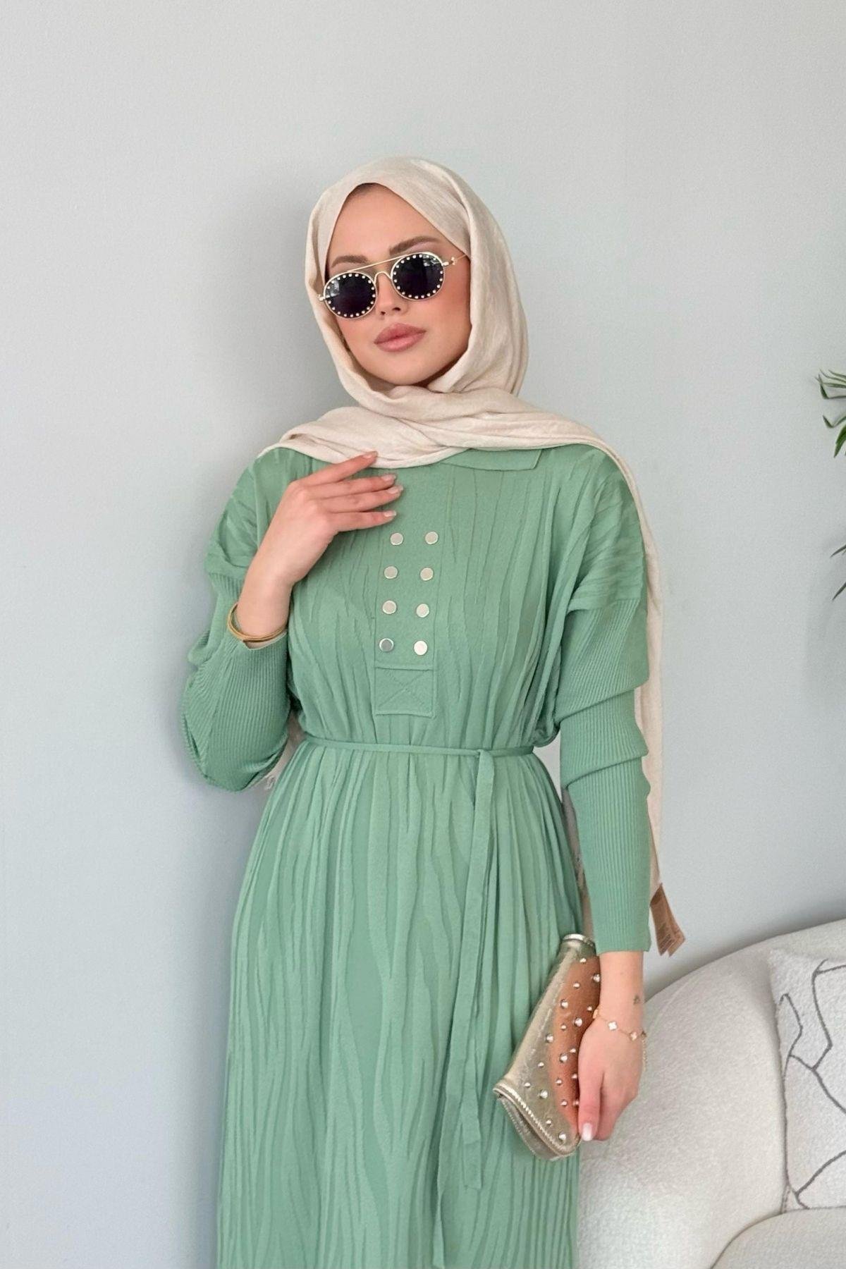 Osaka Zebra Desen Merserize Elbise Mint, Fiyatları Osaka Zebra Desen Merserize Elbise Mint- Haza Moda 