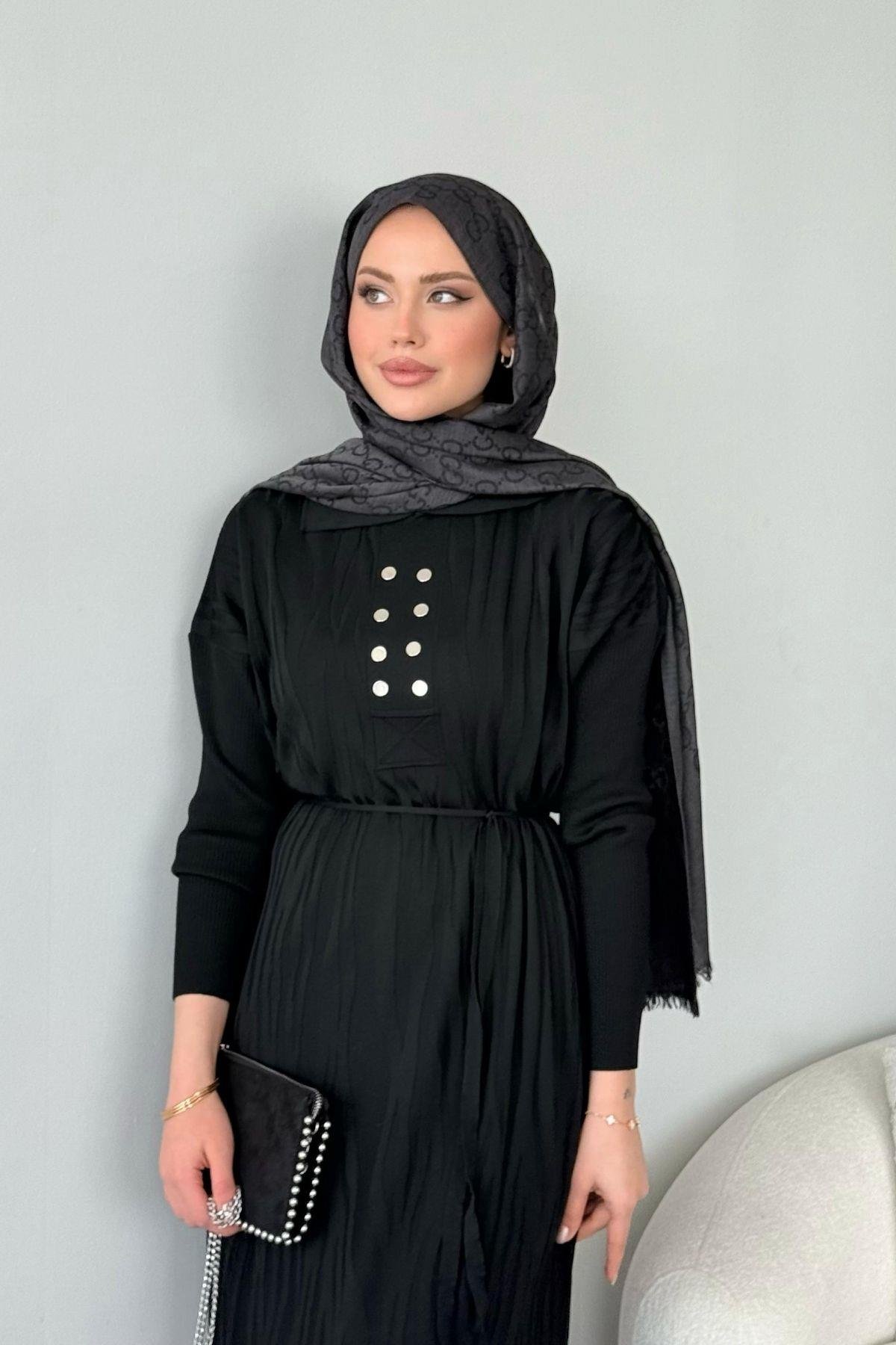 Osaka Zebra Desen Merserize Elbise Siyah, Fiyatları Osaka Zebra Desen Merserize Elbise Siyah- Haza Moda 