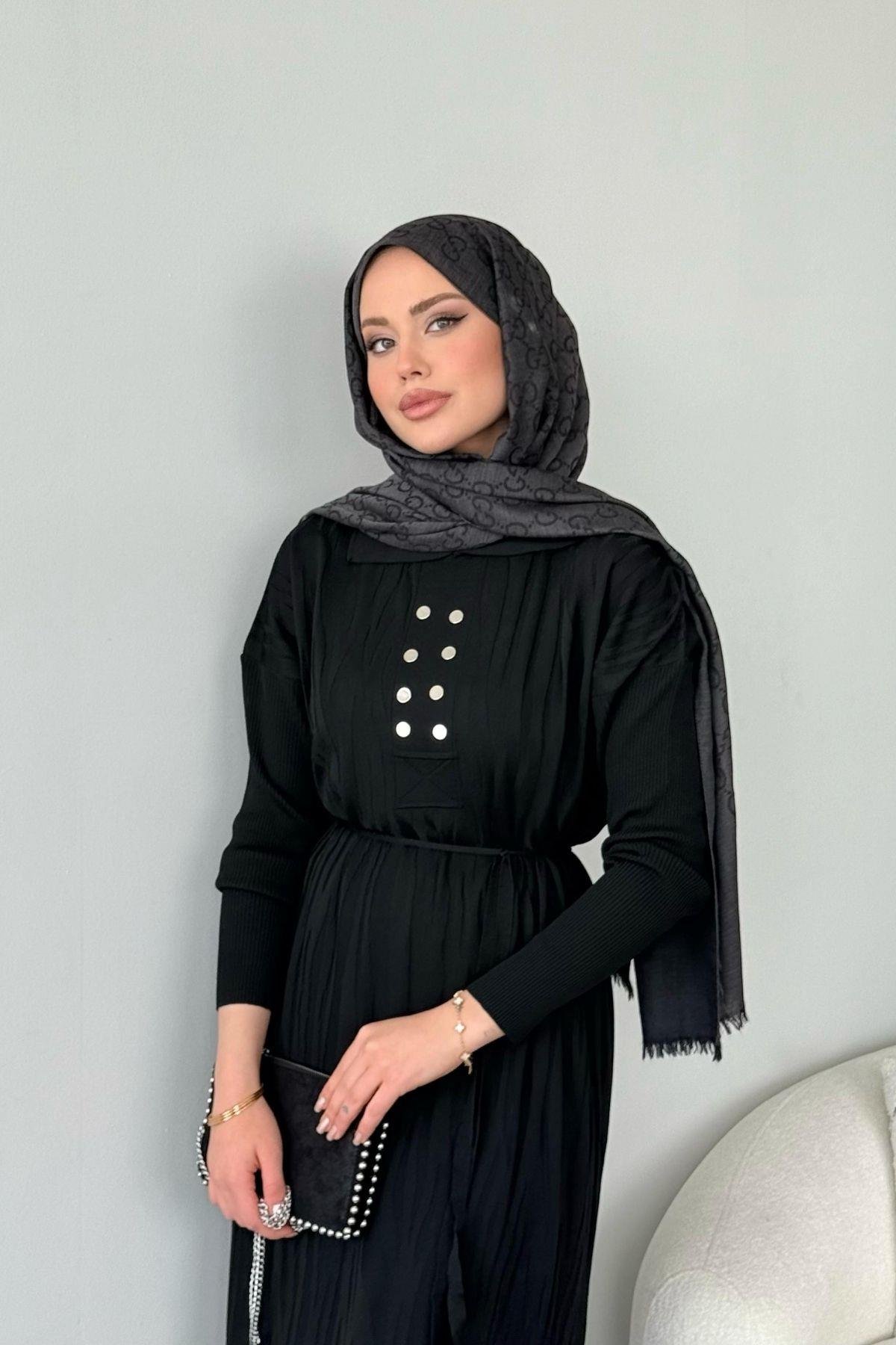 Osaka Zebra Desen Merserize Elbise Siyah, Fiyatları Osaka Zebra Desen Merserize Elbise Siyah- Haza Moda 