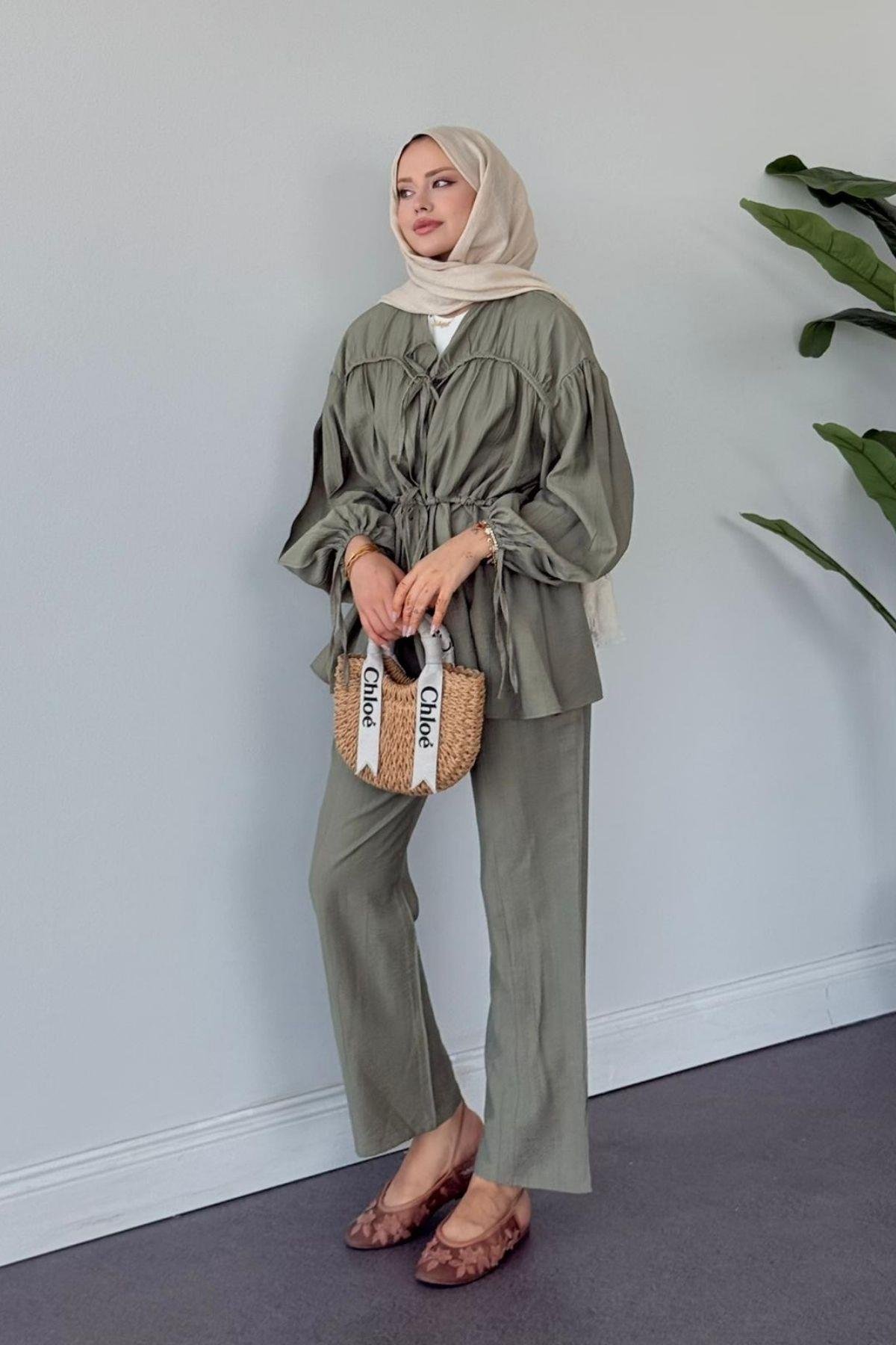 Oscar Büzgülü Takım HAKİ, Fiyatları Oscar Büzgülü Takım HAKİ- Haza Moda 