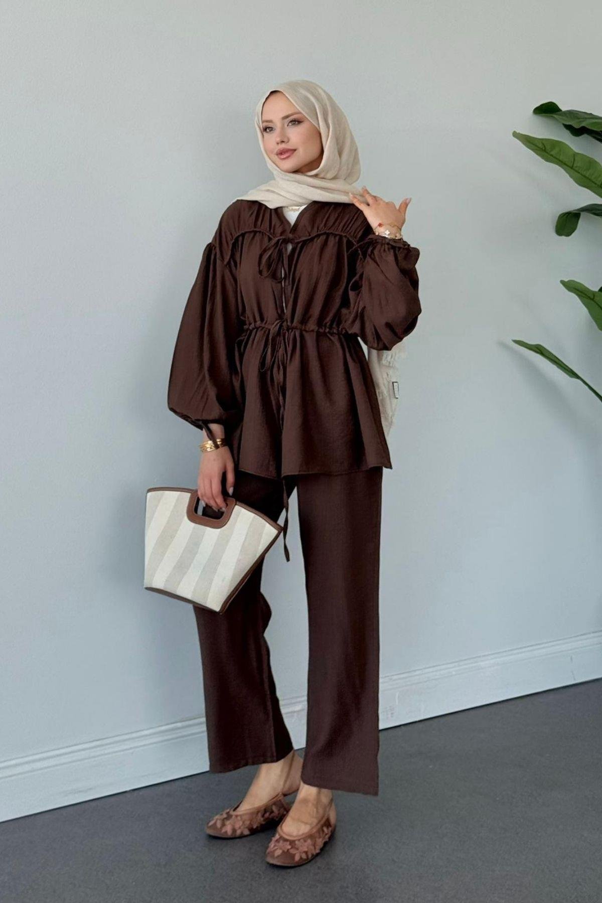 Oscar Büzgülü Takım KAHVE, Fiyatları Oscar Büzgülü Takım KAHVE- Haza Moda 