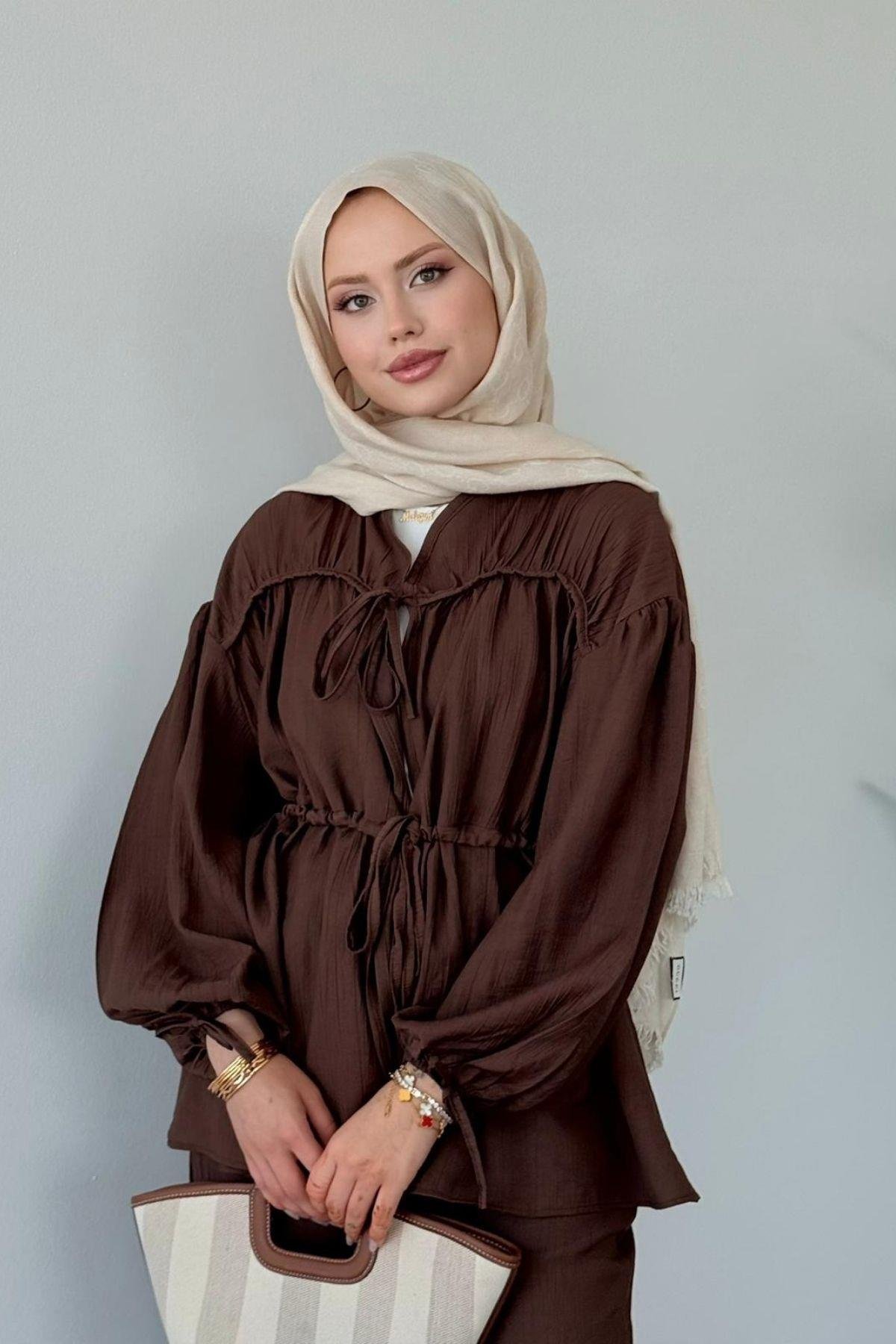 Oscar Büzgülü Takım KAHVE, Fiyatları Oscar Büzgülü Takım KAHVE- Haza Moda 