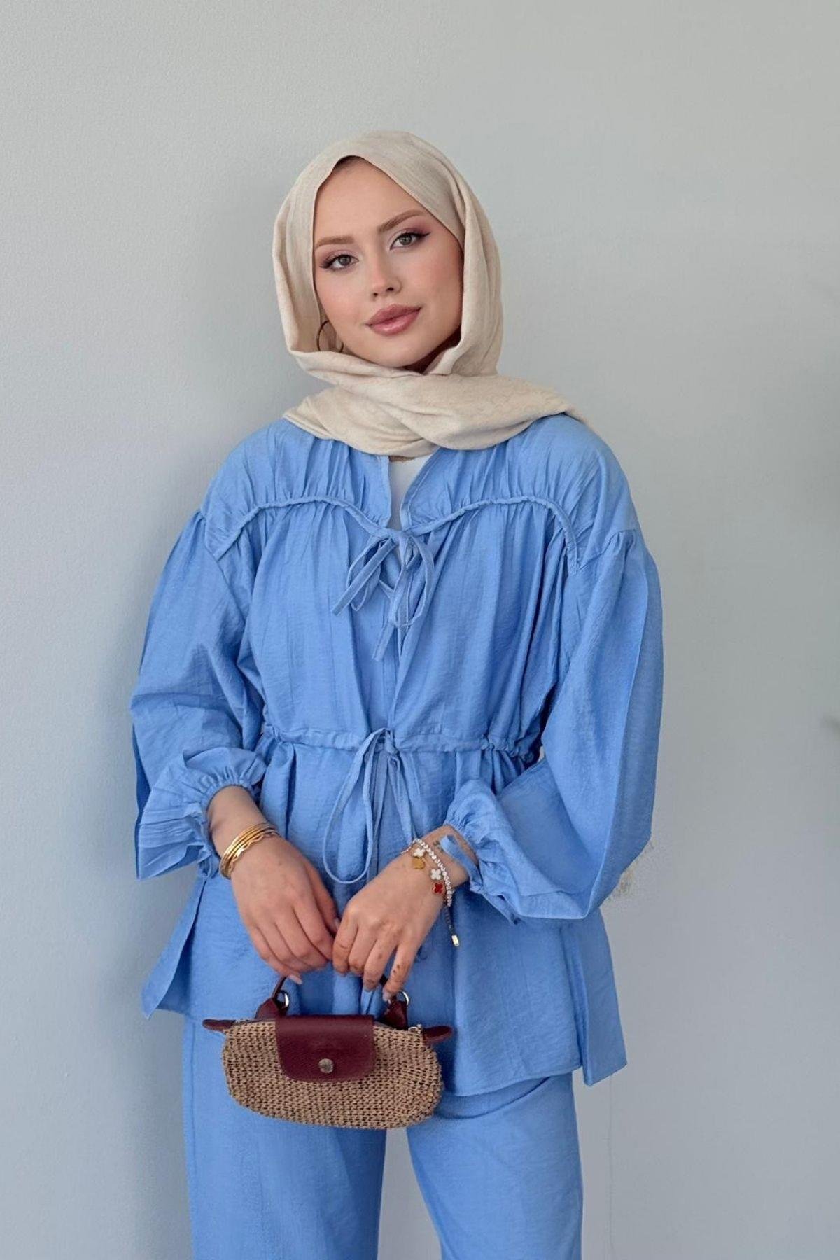 Oscar Büzgülü Takım MAVİ, Fiyatları Oscar Büzgülü Takım MAVİ- Haza Moda 