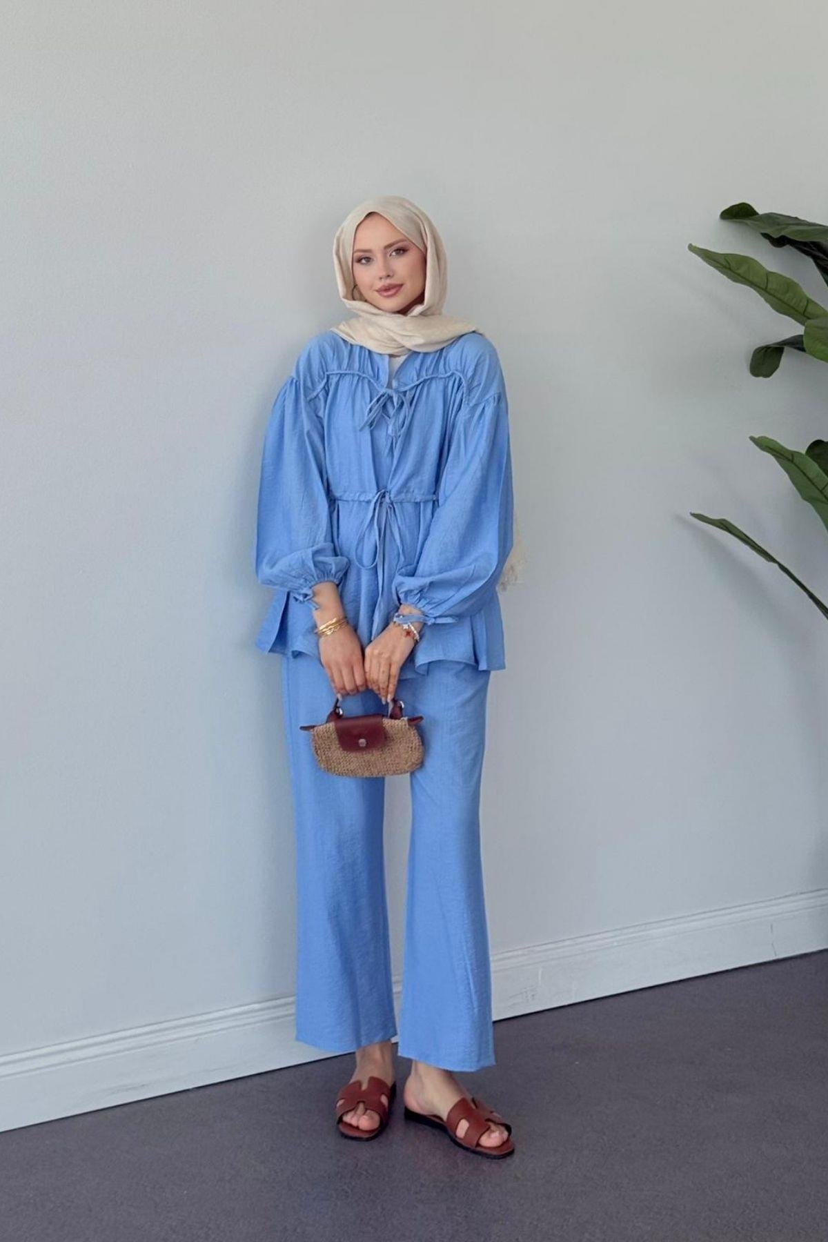 Oscar Büzgülü Takım MAVİ, Fiyatları Oscar Büzgülü Takım MAVİ- Haza Moda 