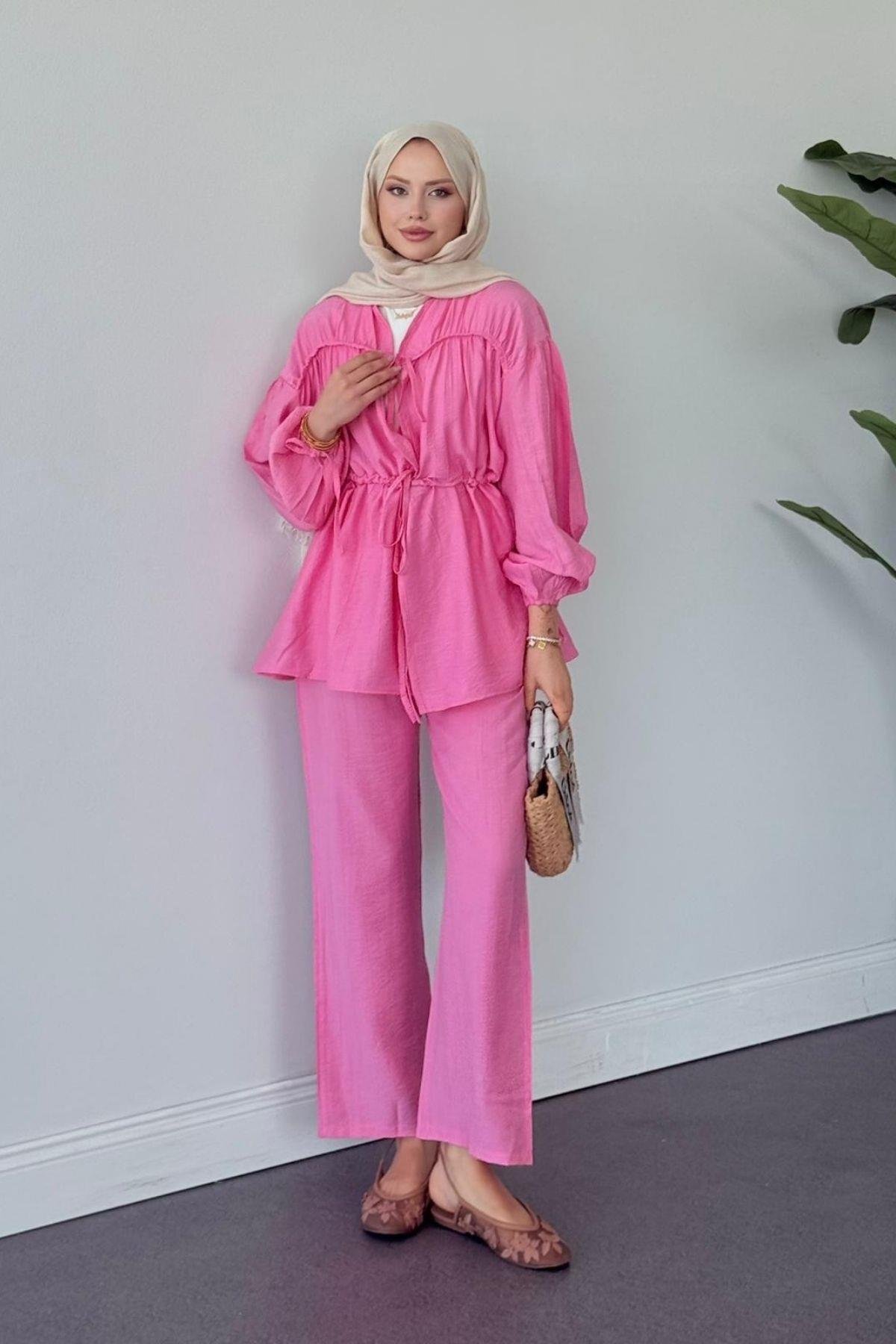 Oscar Büzgülü Takım PEMBE, Fiyatları Oscar Büzgülü Takım PEMBE- Haza Moda 