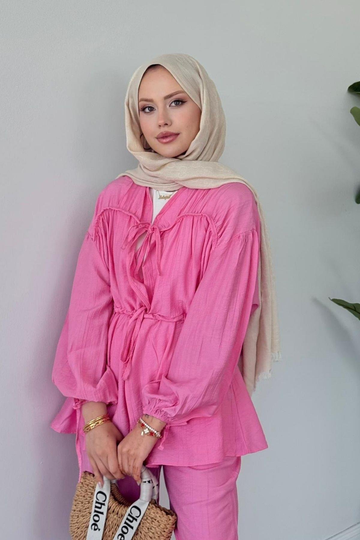 Oscar Büzgülü Takım PEMBE, Fiyatları Oscar Büzgülü Takım PEMBE- Haza Moda 