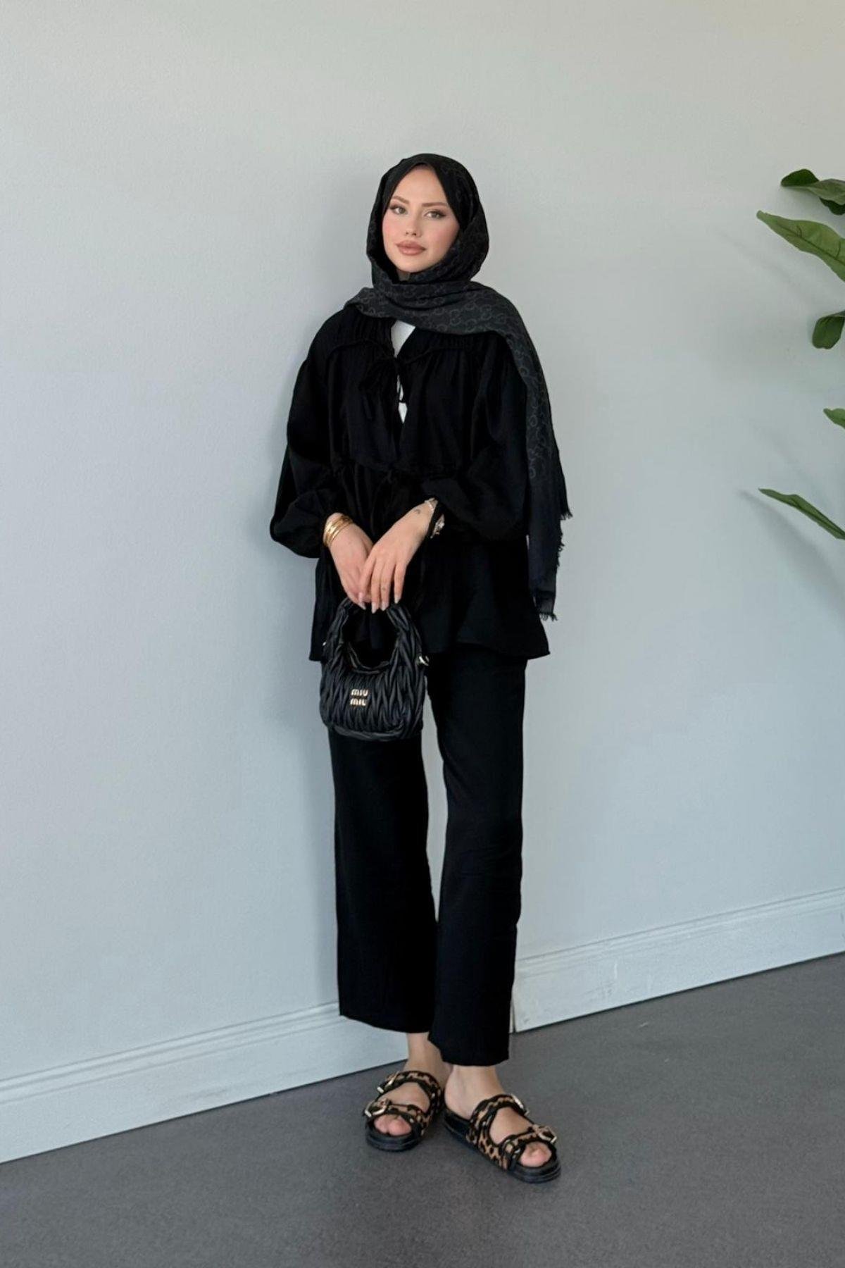 Oscar Büzgülü Takım SİYAH, Fiyatları Oscar Büzgülü Takım SİYAH- Haza Moda 