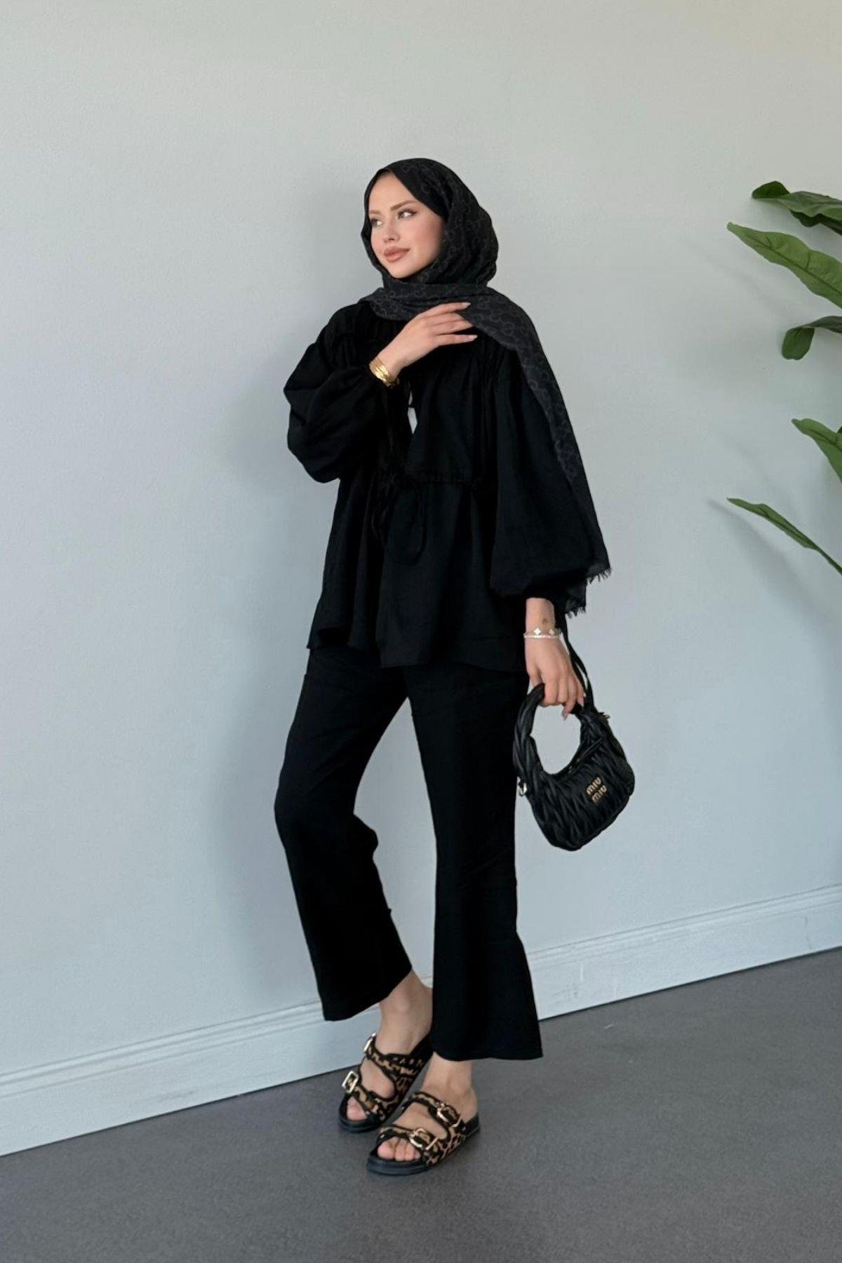 Oscar Büzgülü Takım SİYAH, Fiyatları Oscar Büzgülü Takım SİYAH- Haza Moda 