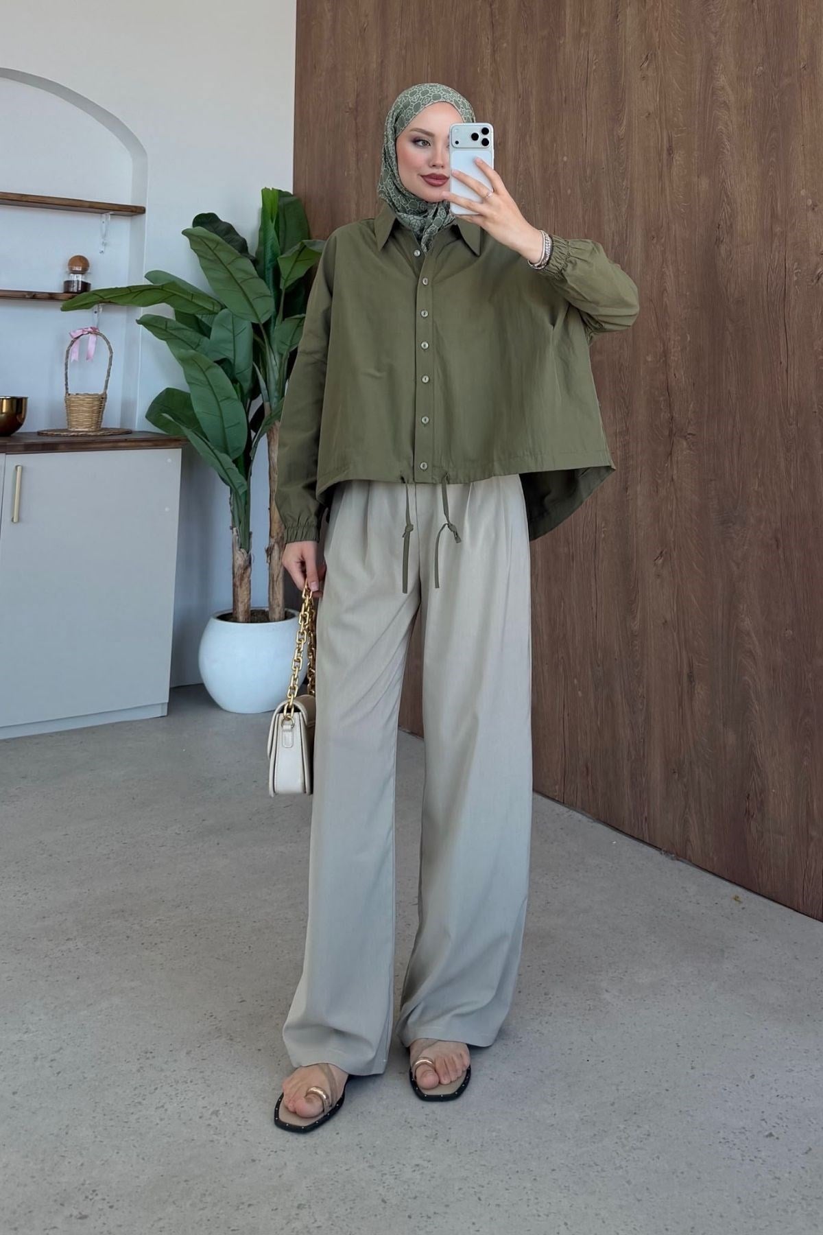 Oversize Poplin Gömek Haki, Fiyatları 