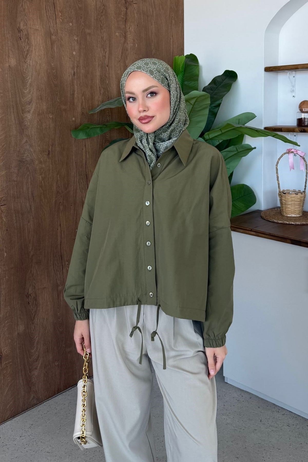 Oversize Poplin Gömek Haki, Fiyatları 