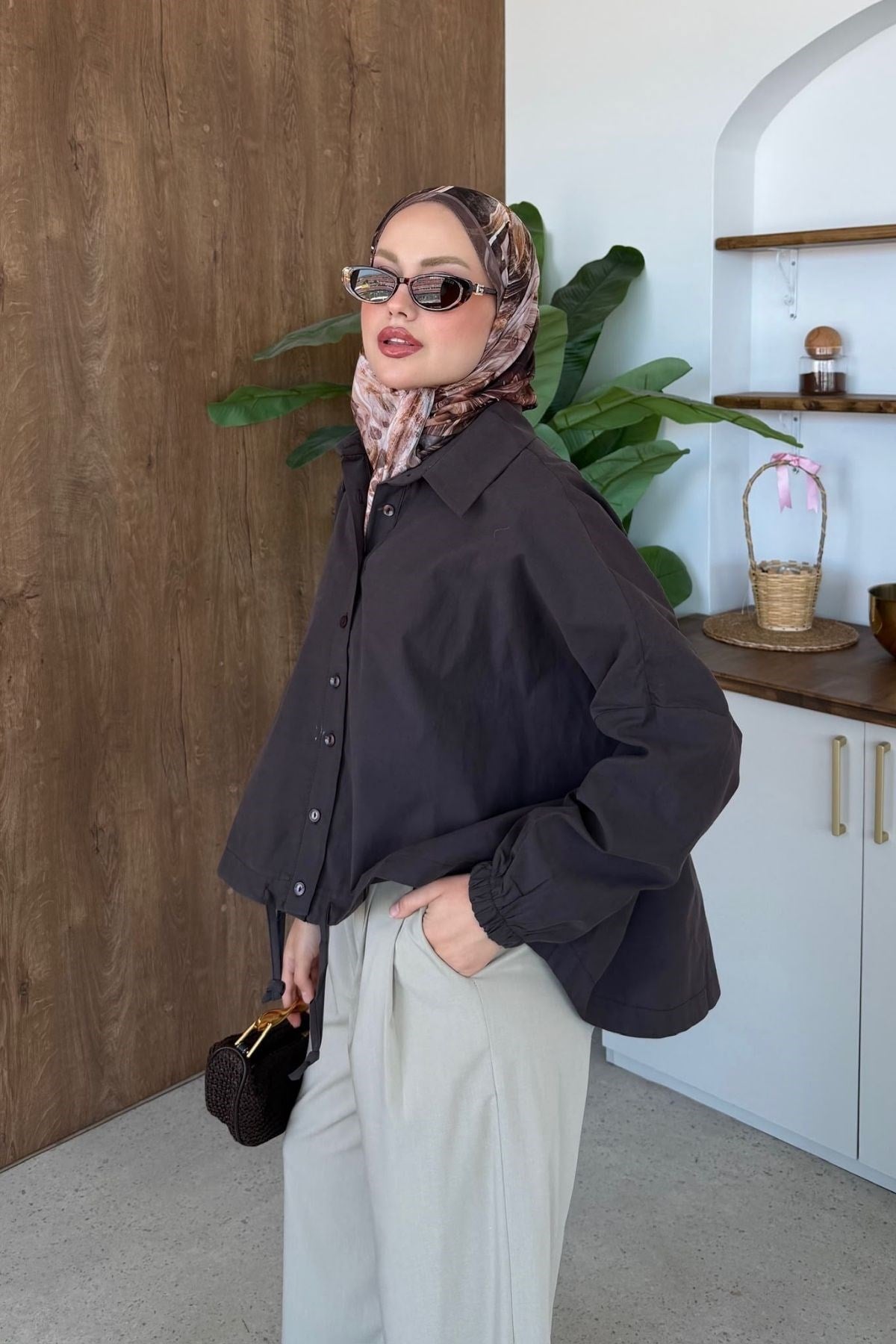 Oversize Poplin Gömek Kahve, Fiyatları 