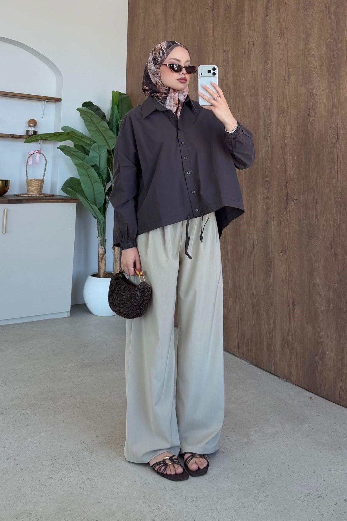 Oversize Poplin Gömek Kahve, Fiyatları 