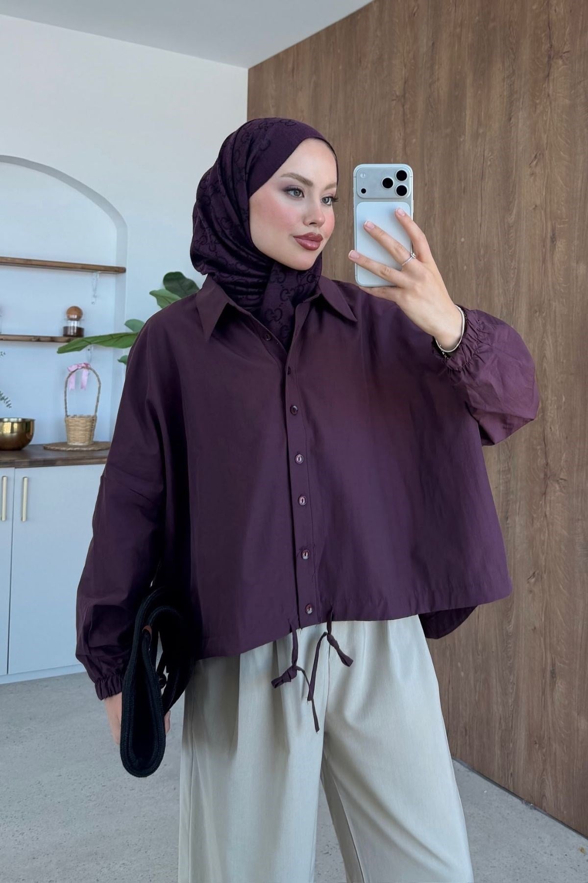 Oversize Poplin Gömek Mürdüm, Fiyatları 