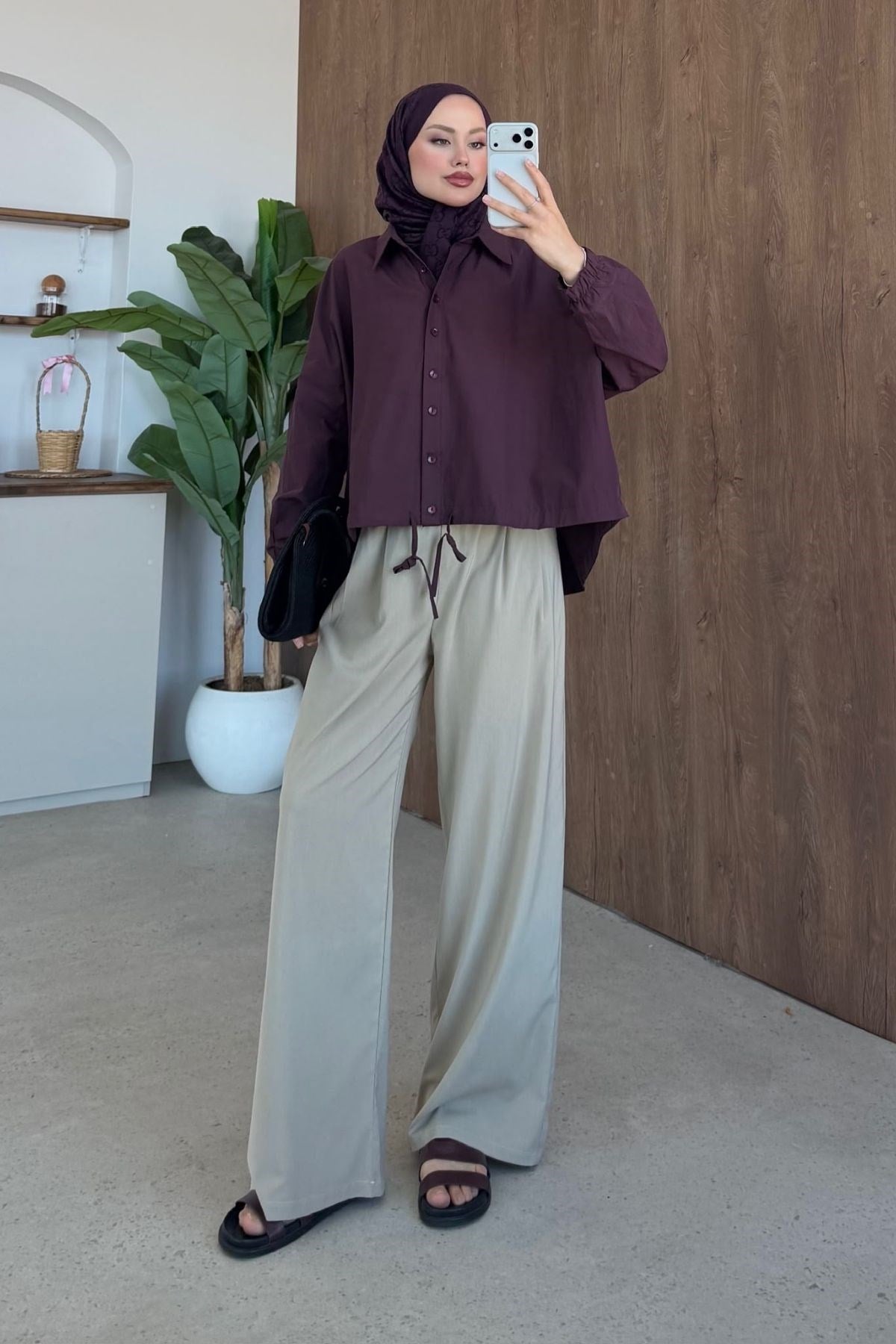 Oversize Poplin Gömek Mürdüm, Fiyatları 