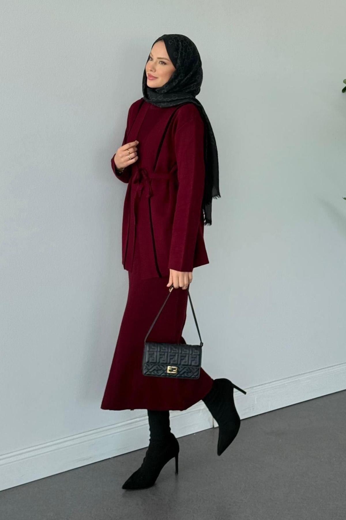 Özün Jileli Takım Bordo, Fiyatları Özün Jileli Takım Bordo- Haza Moda