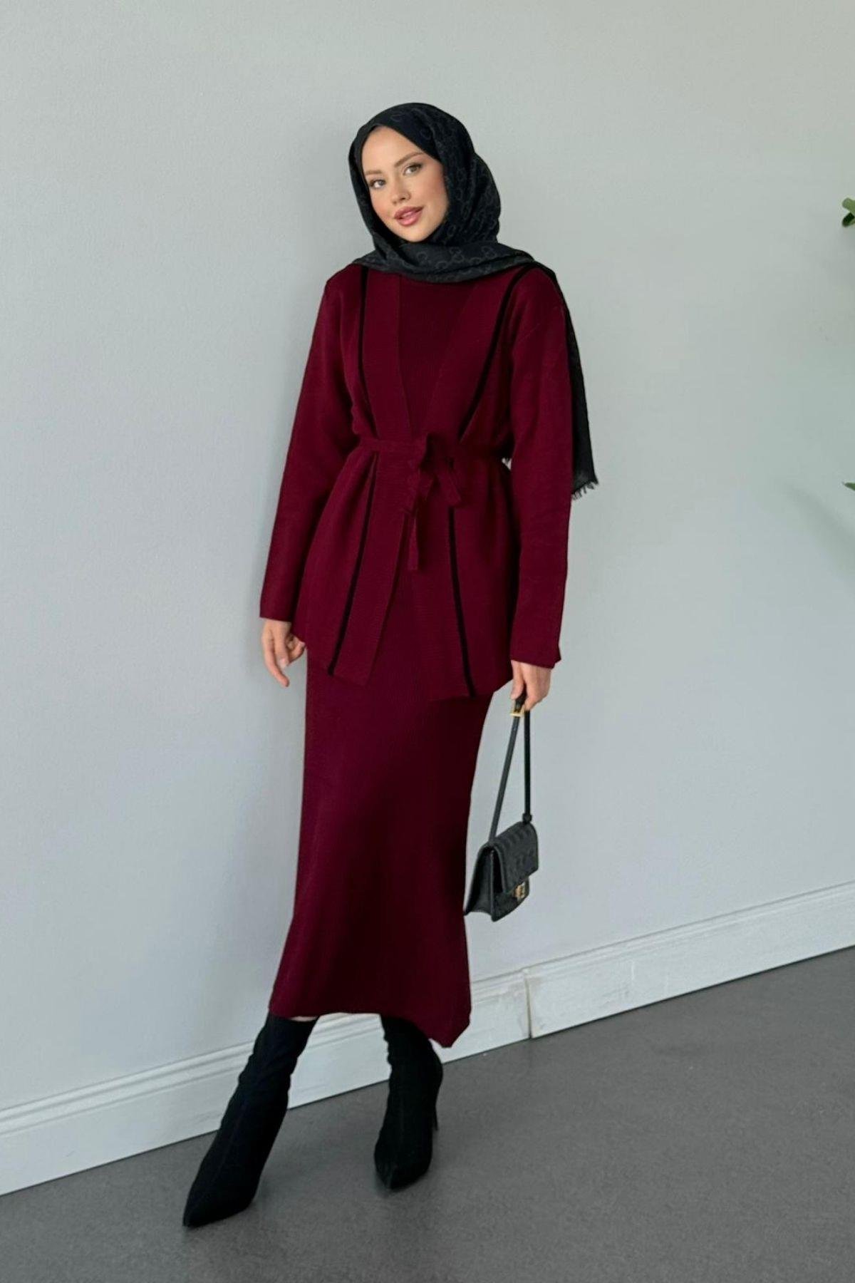 Özün Jileli Takım Bordo, Fiyatları Özün Jileli Takım Bordo- Haza Moda