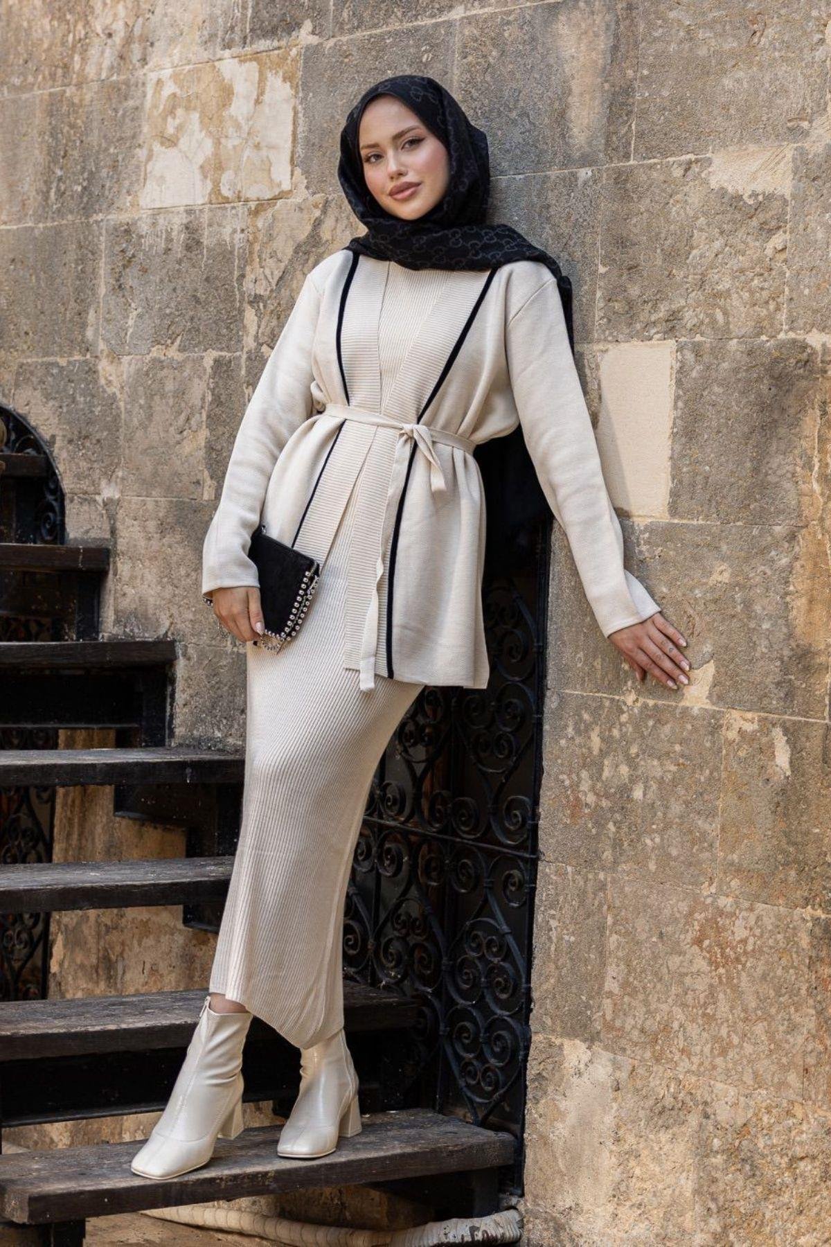 Özün Jileli Takım Ekru, Fiyatları Özün Jileli Takım Ekru- Haza Moda