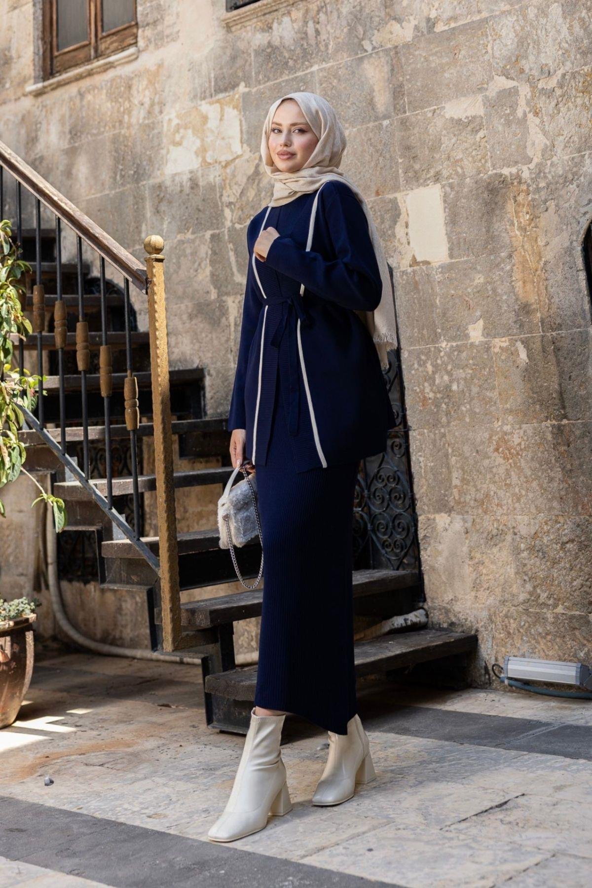 Özün Jileli Takım Lacivert, Fiyatları Özün Jileli Takım Lacivert- Haza Moda