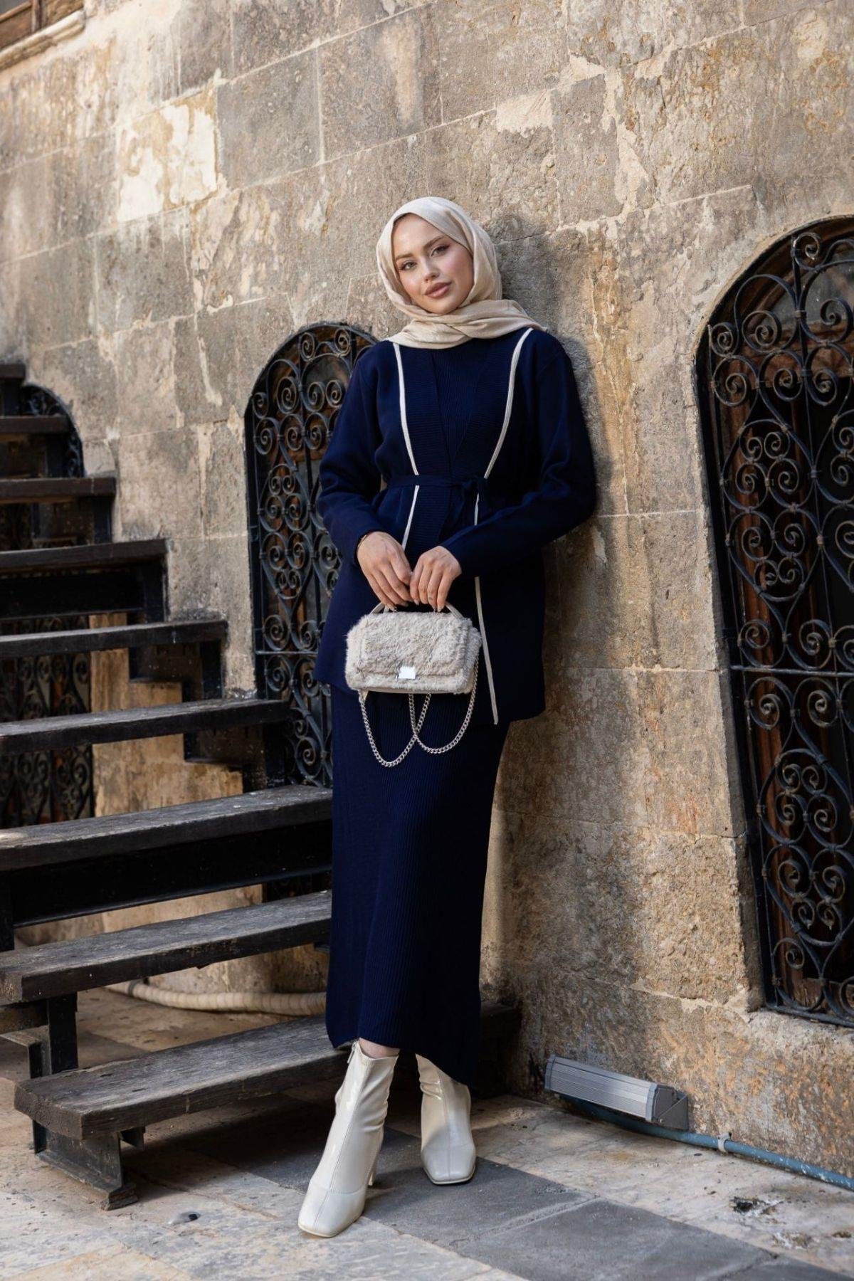 Özün Jileli Takım Lacivert, Fiyatları Özün Jileli Takım Lacivert- Haza Moda