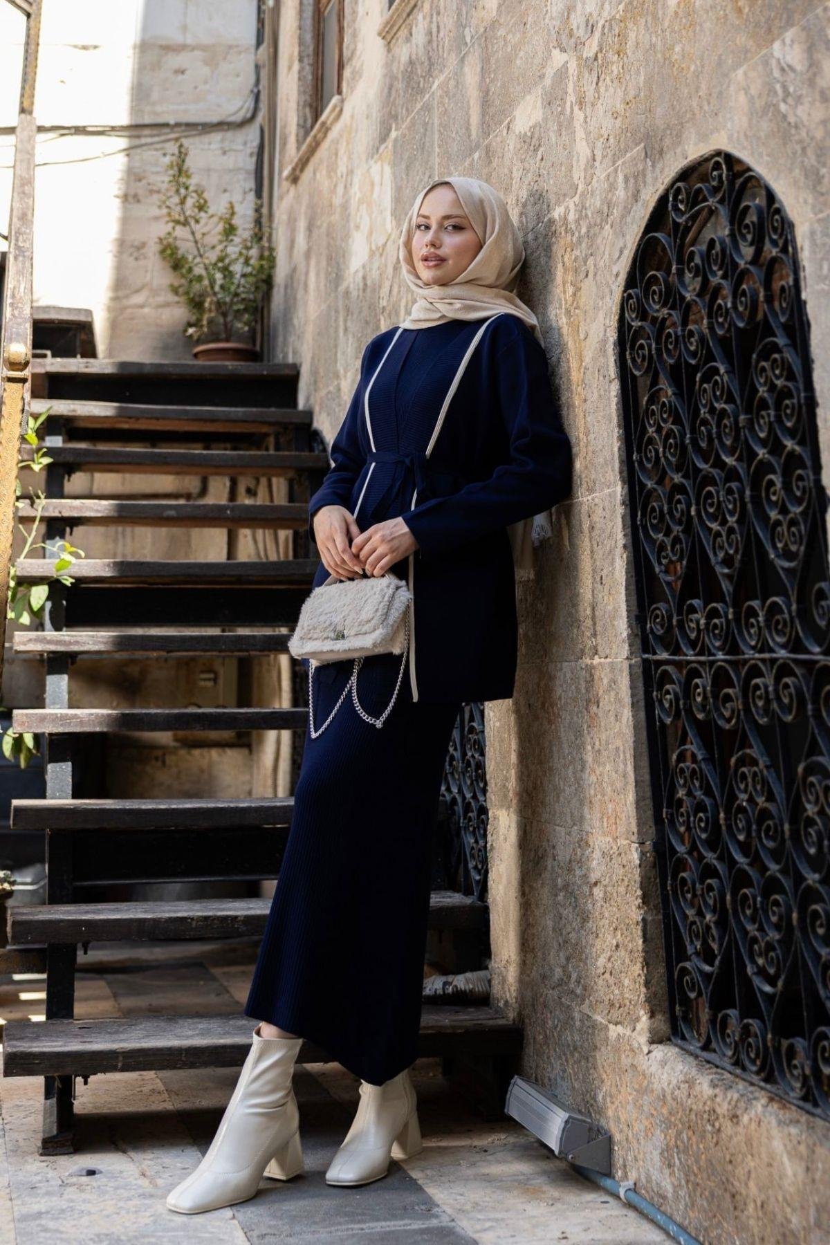 Özün Jileli Takım Lacivert, Fiyatları Özün Jileli Takım Lacivert- Haza Moda