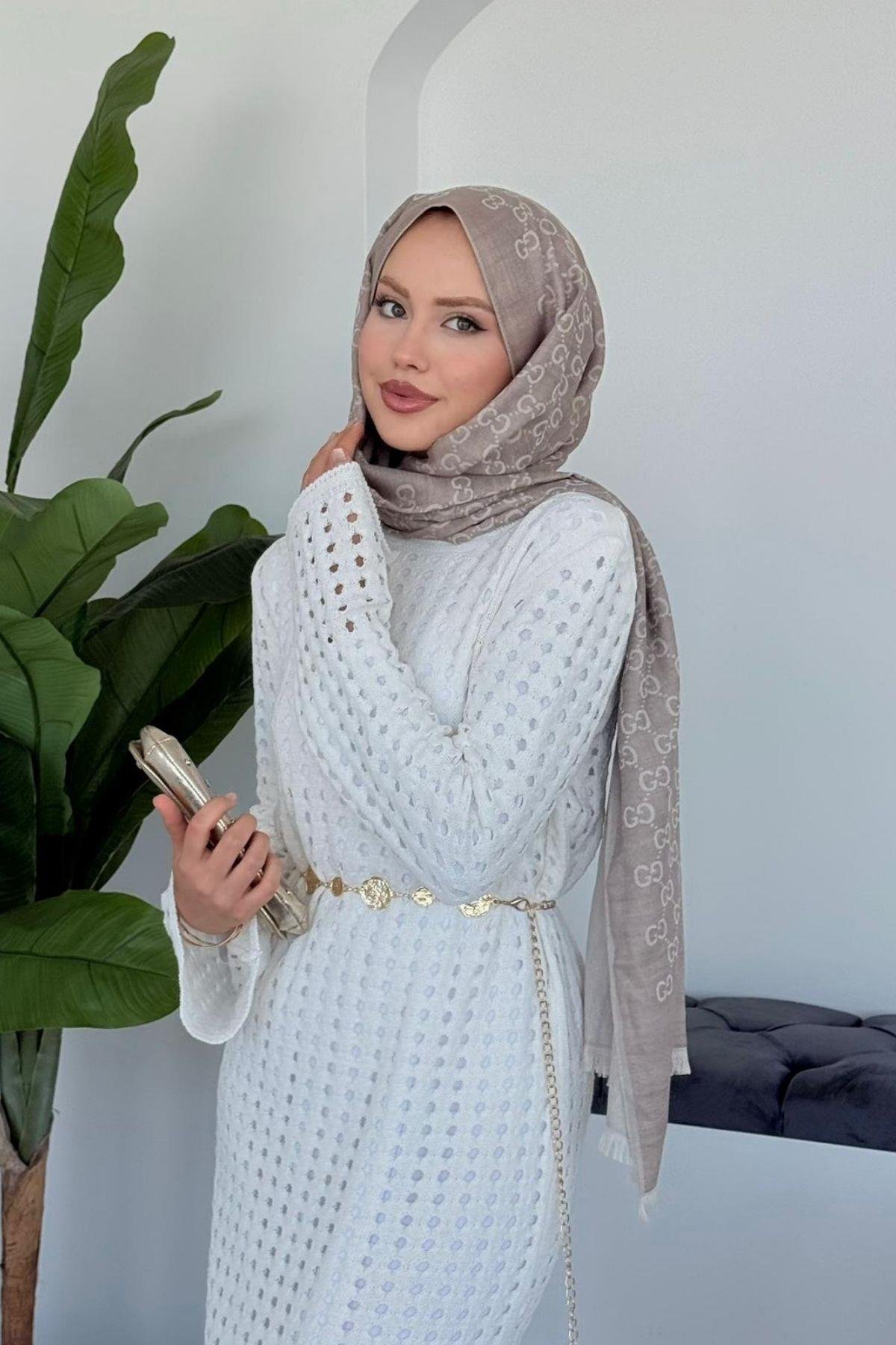 Palmiye Fileli Elbise Beyaz, Fiyatları Palmiye Fileli Elbise Beyaz- Haza Moda
