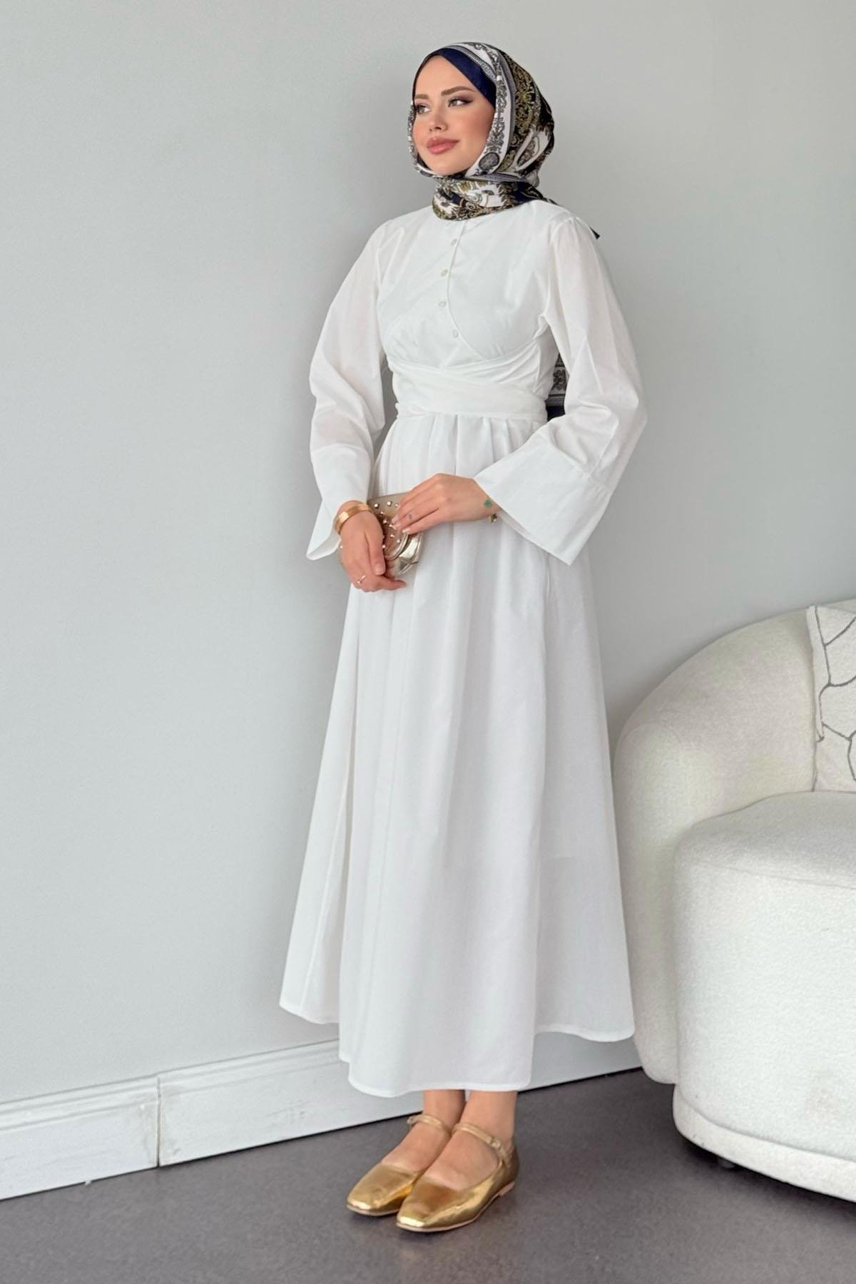 Pamela Elbise Beyaz, Fiyatları Pamela Elbise Beyaz- Haza Moda