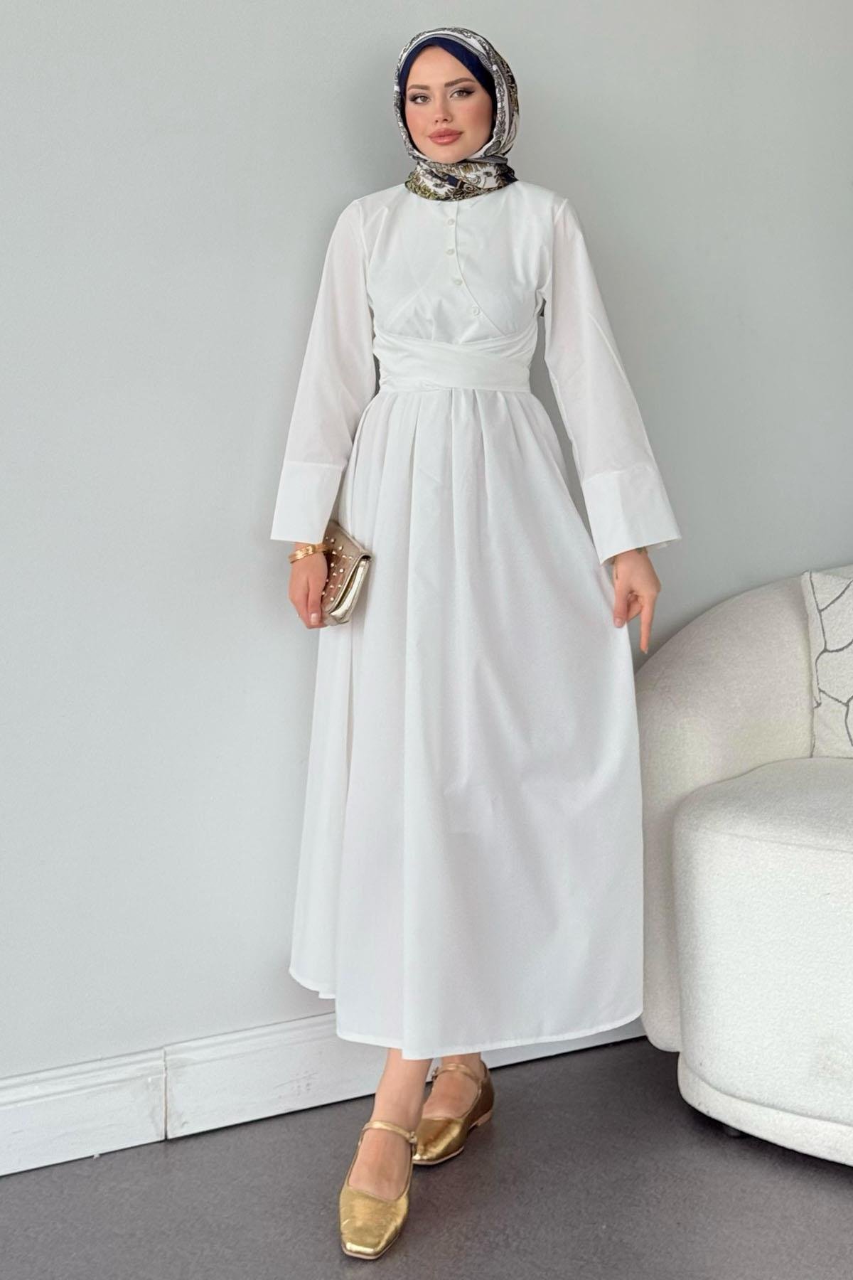 Pamela Elbise Beyaz, Fiyatları Pamela Elbise Beyaz- Haza Moda