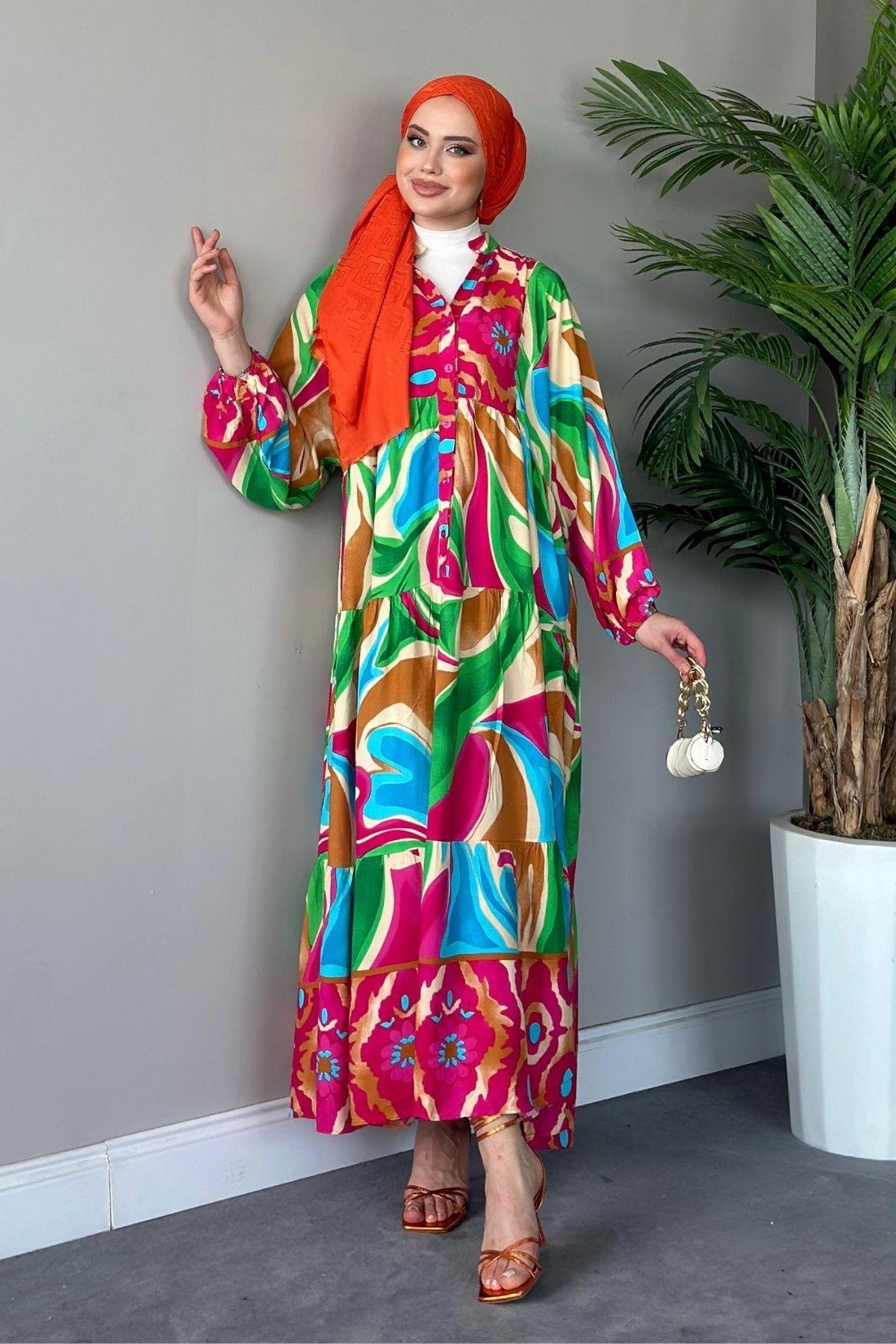 Pamuk Viskon Elbise Pembe, Fiyatları 