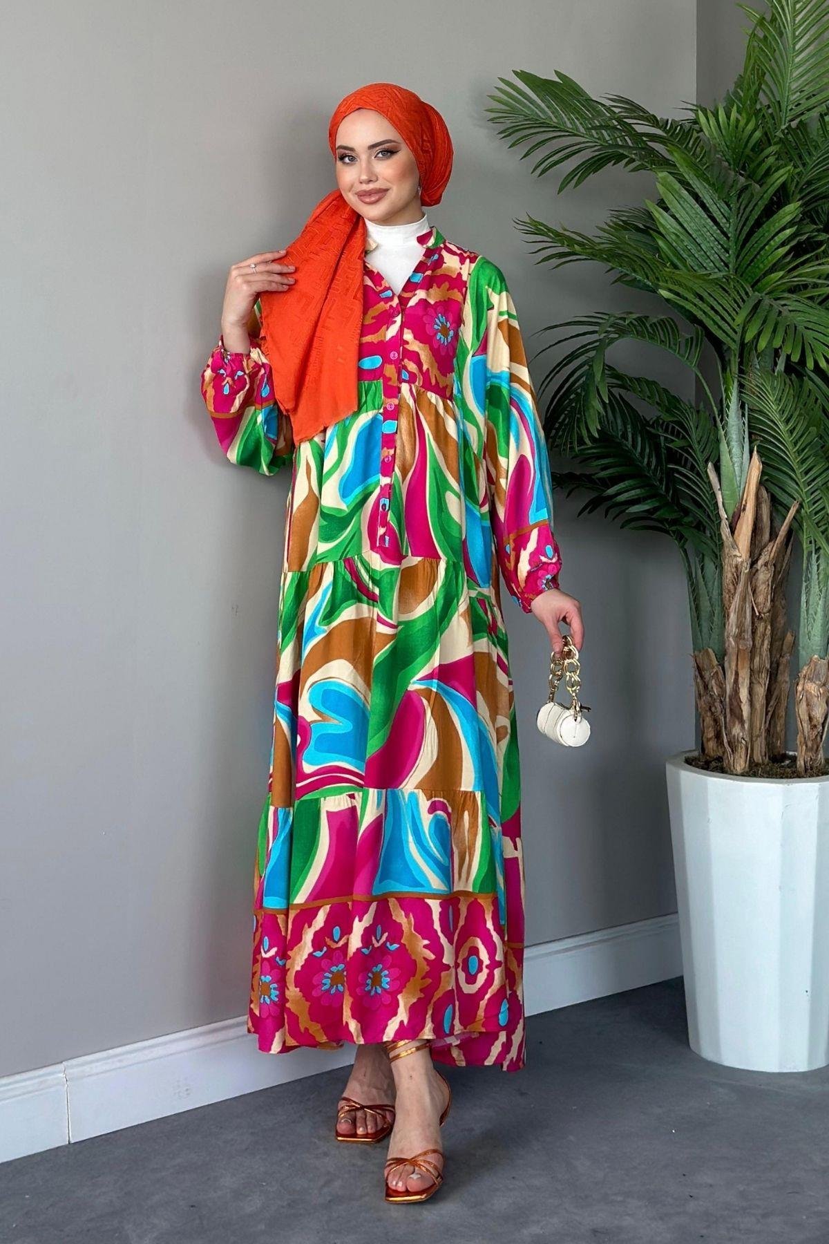 Pamuk Viskon Elbise Pembe, Fiyatları 