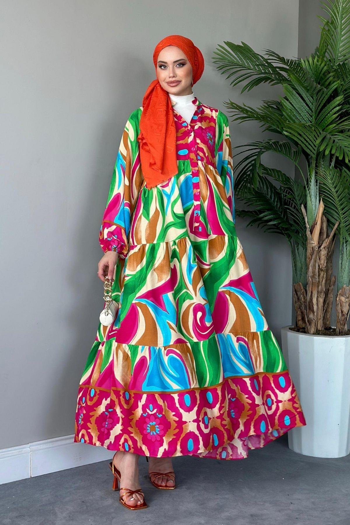 Pamuk Viskon Elbise Pembe, Fiyatları 