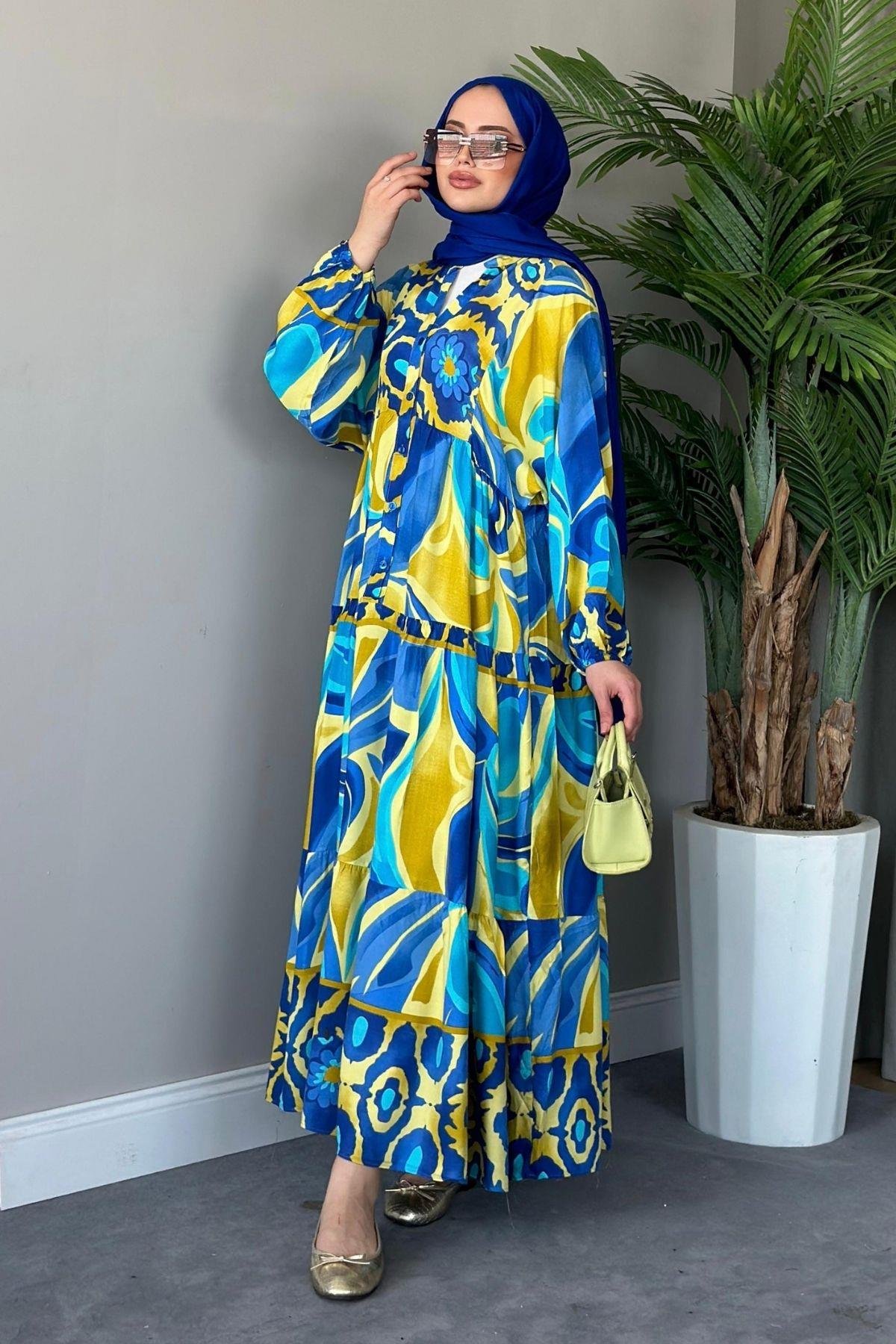 Pamuk Viskon Elbise Sarı, Fiyatları 