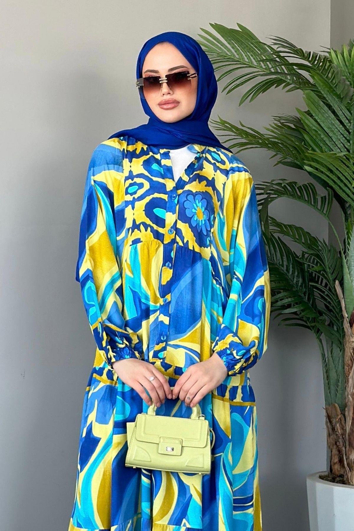 Pamuk Viskon Elbise Sarı, Fiyatları 