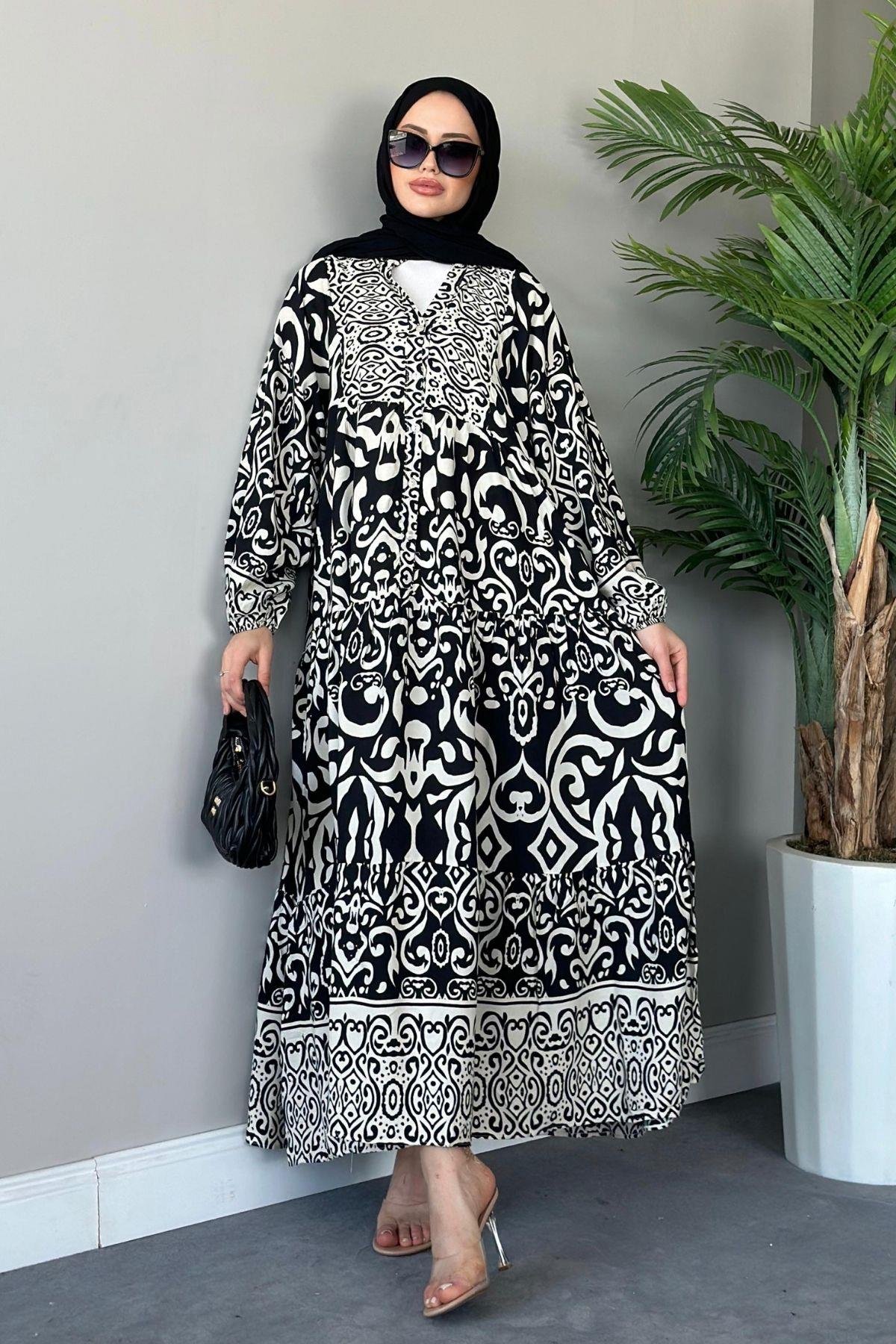 Pamuk Viskon Elbise Siyah, Fiyatları 