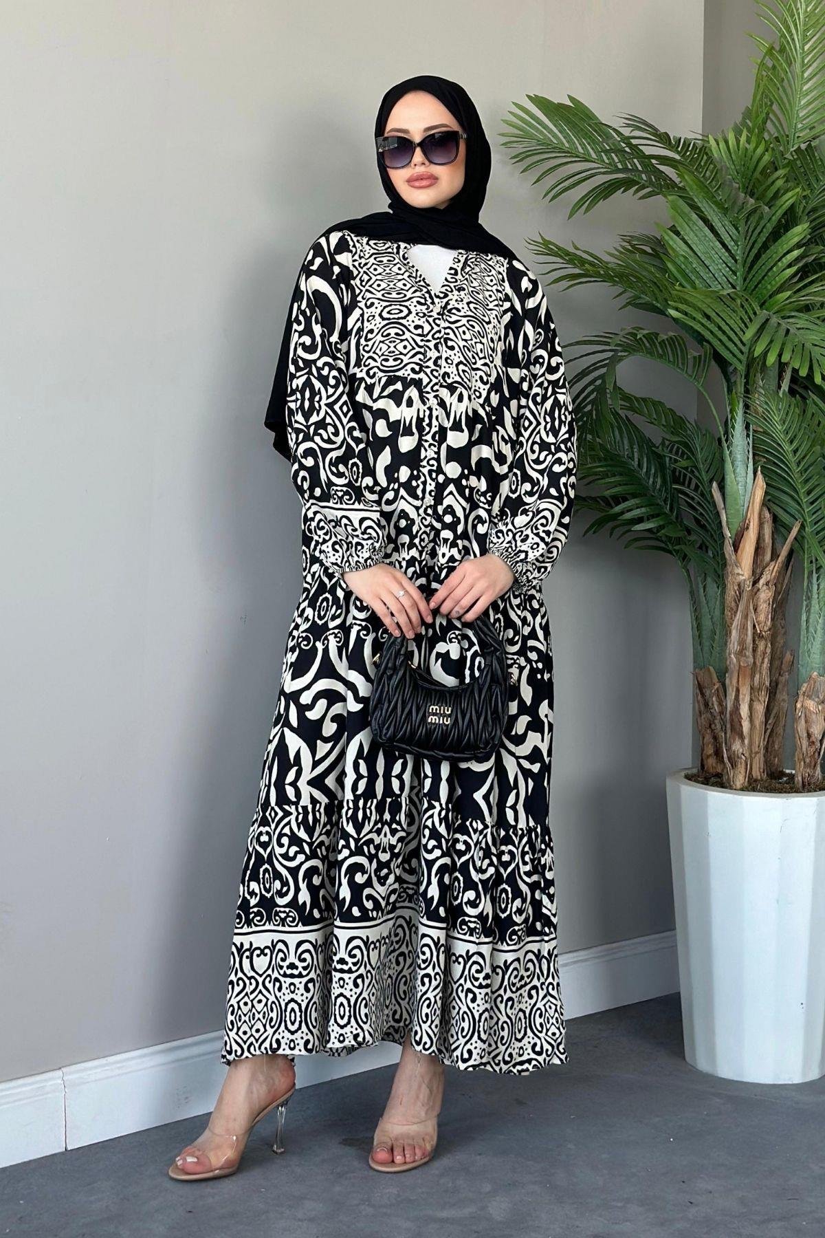 Pamuk Viskon Elbise Siyah, Fiyatları 